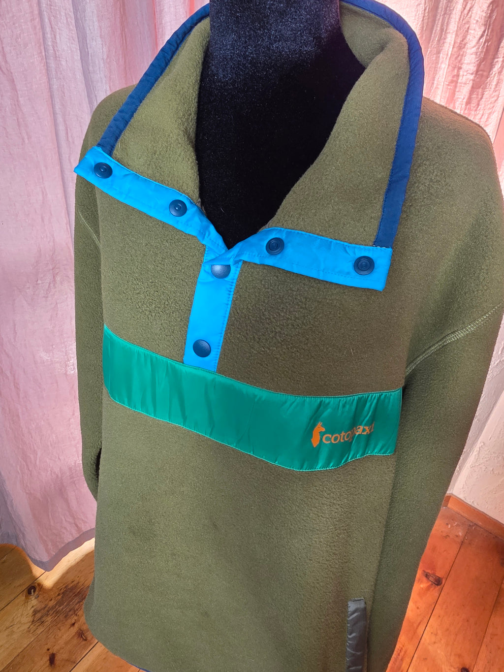 Cotopaxi Teca Fleece Pullover Men’s XXL Olive Green Blue Snap Up