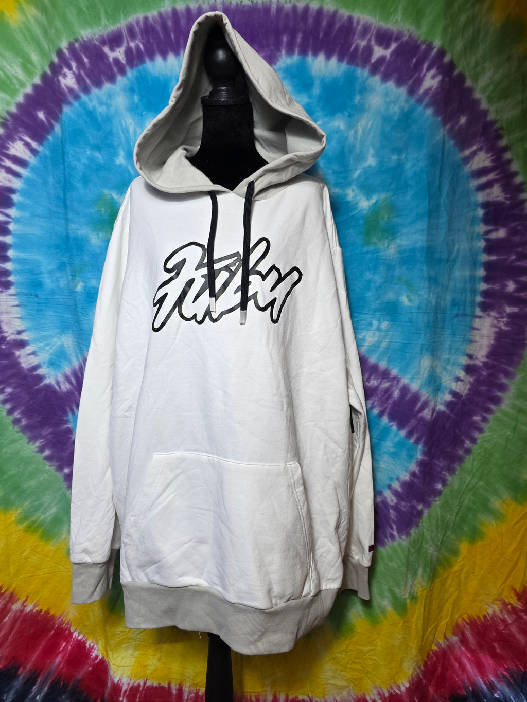NWT FUBU Vintage Style White Grey Hoodie Sweatshirt 2XL