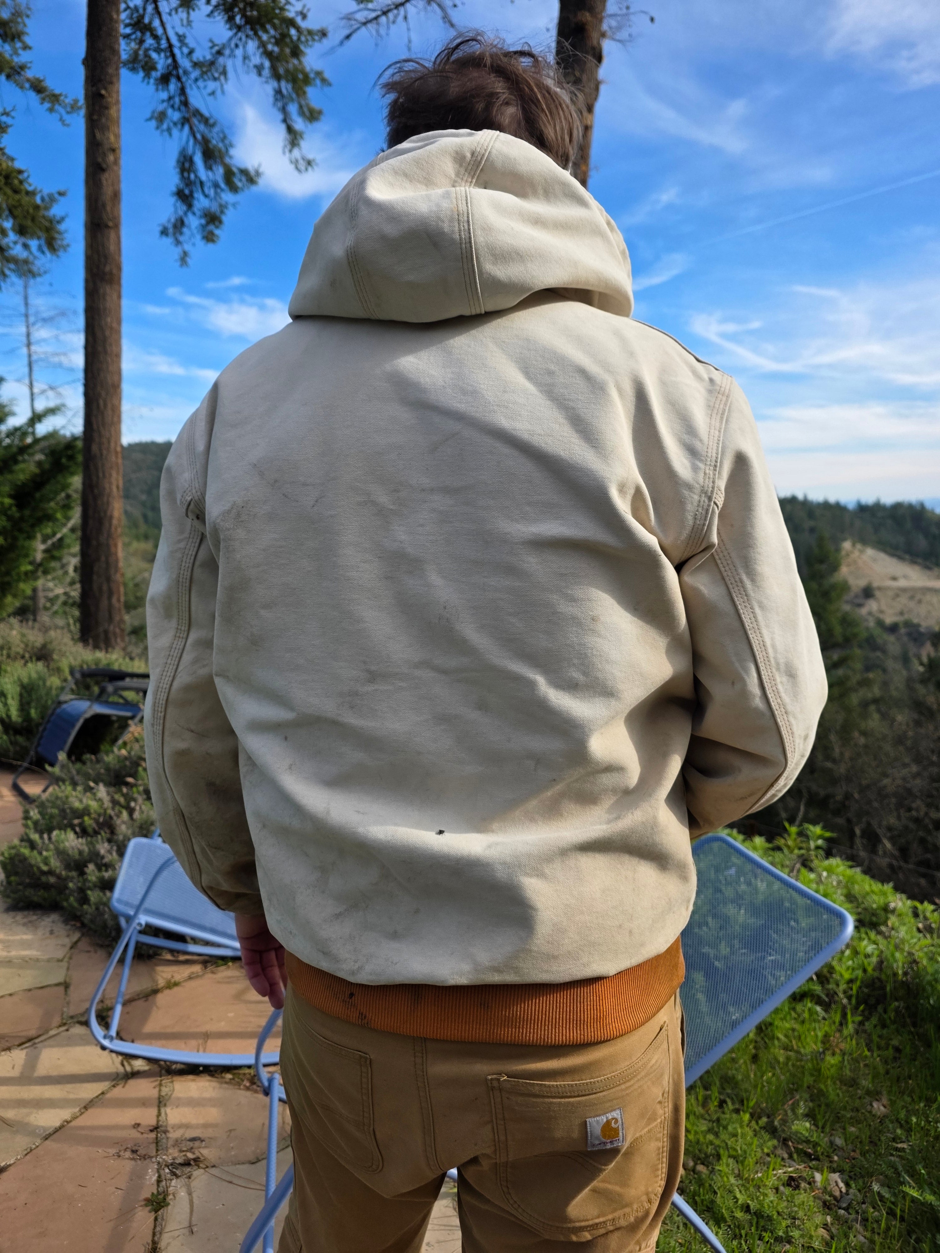 Vintage Carhartt Jacket Cream Off-White Thermal Lined Distressed