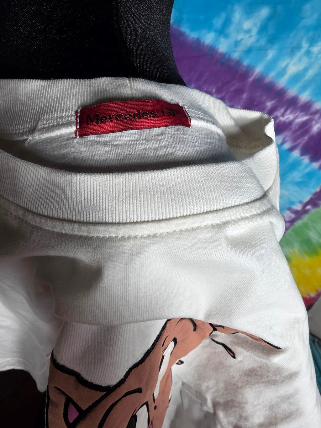 Vintage Pig Overalls Embroidery T Shirt White Mercedes GP