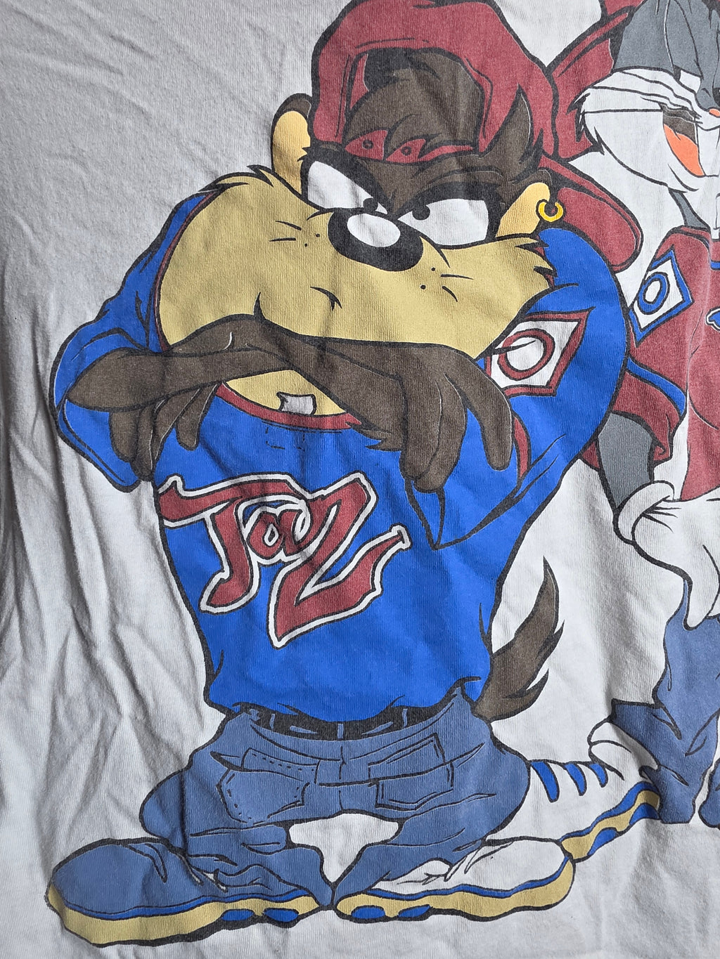 Y2K Vintage Looney Tunes Bugs & Taz Hip Hop Double Sided Tee L