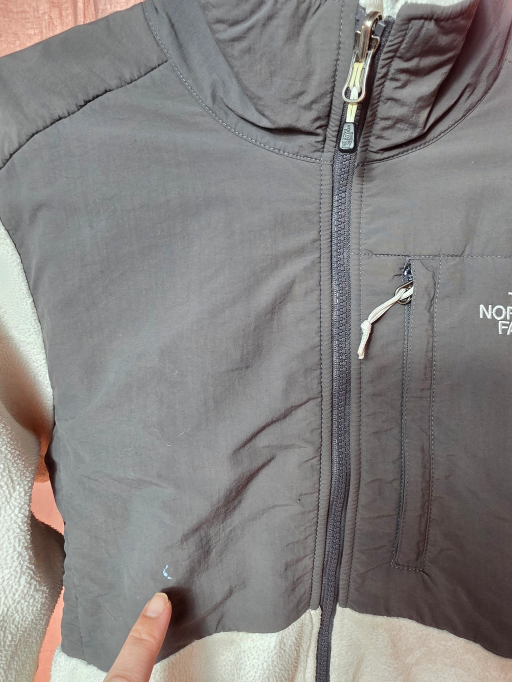 The North Face Denali Fleece Jacket Women's Medium Cream & Charcoal