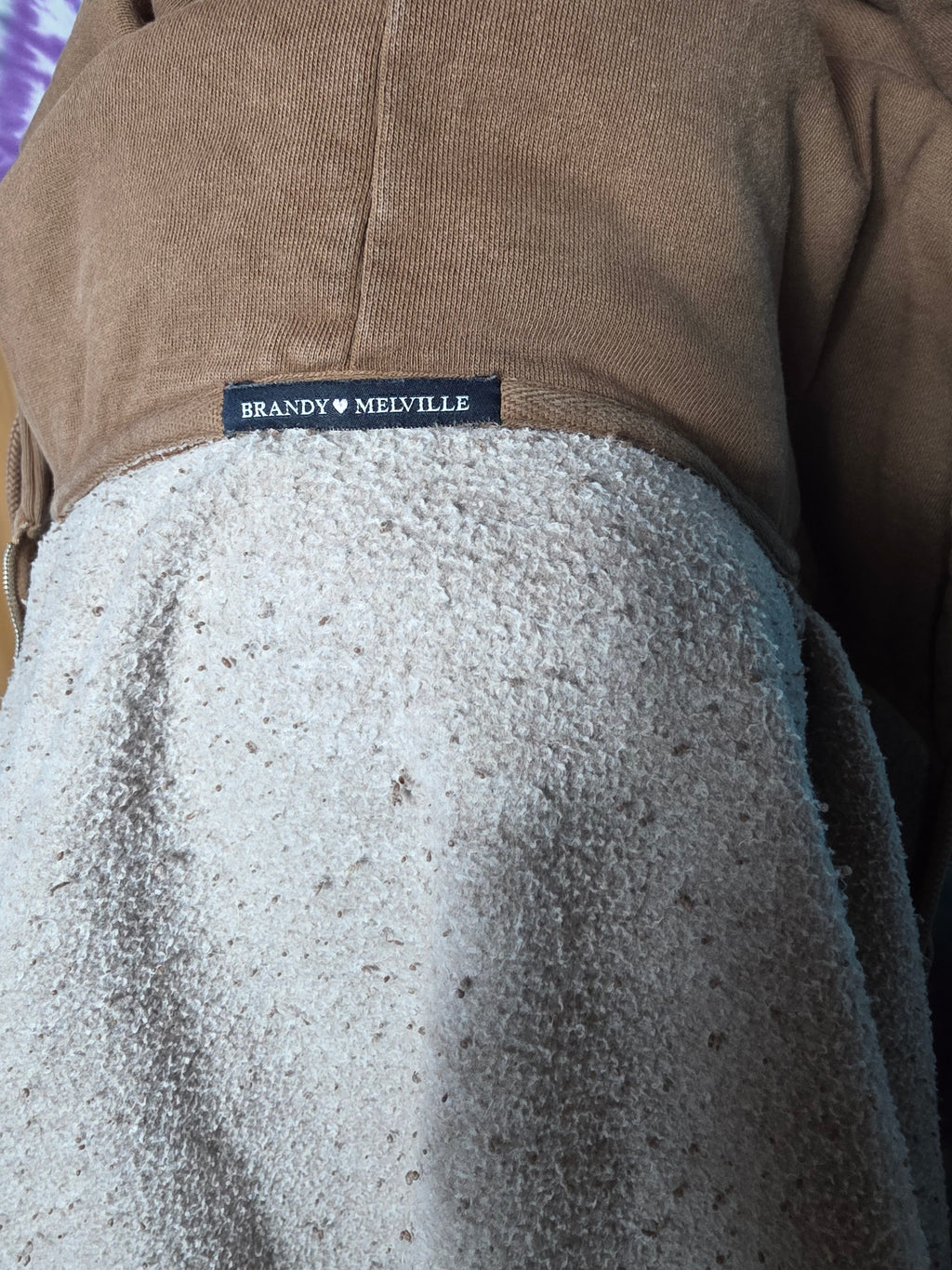 Brandy Melville Brown Zip Up Oversized Hoodie One Size