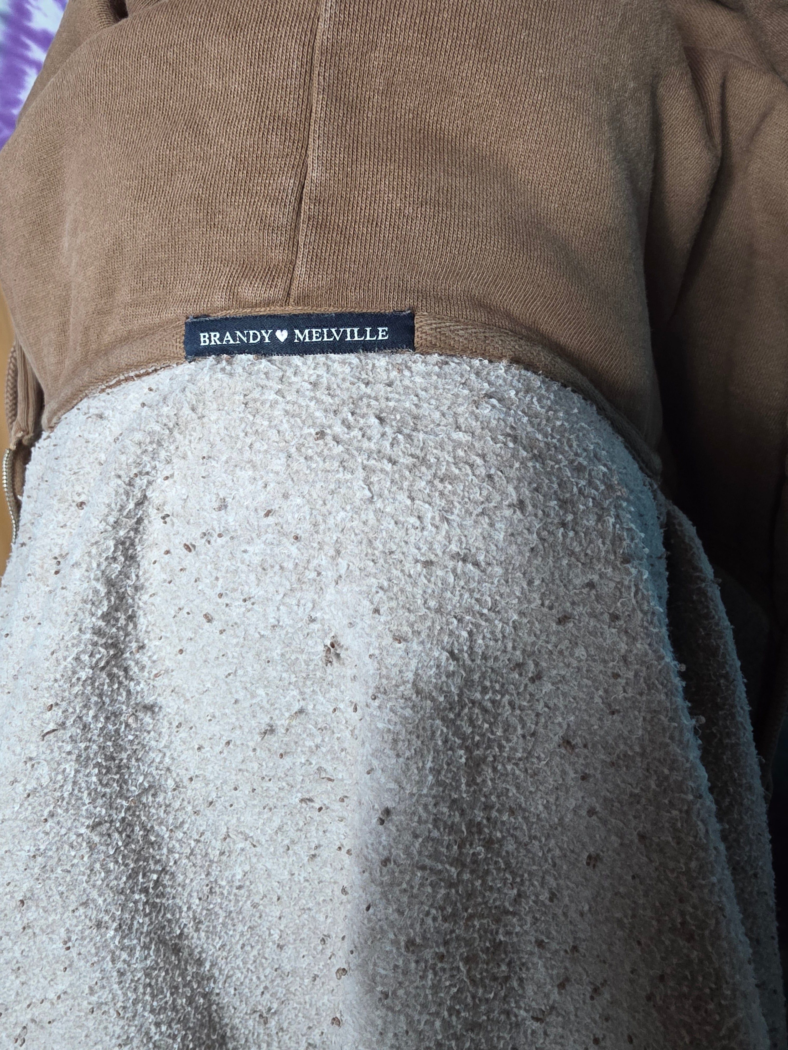 Brandy Melville Brown Zip Up Oversized Hoodie One Size
