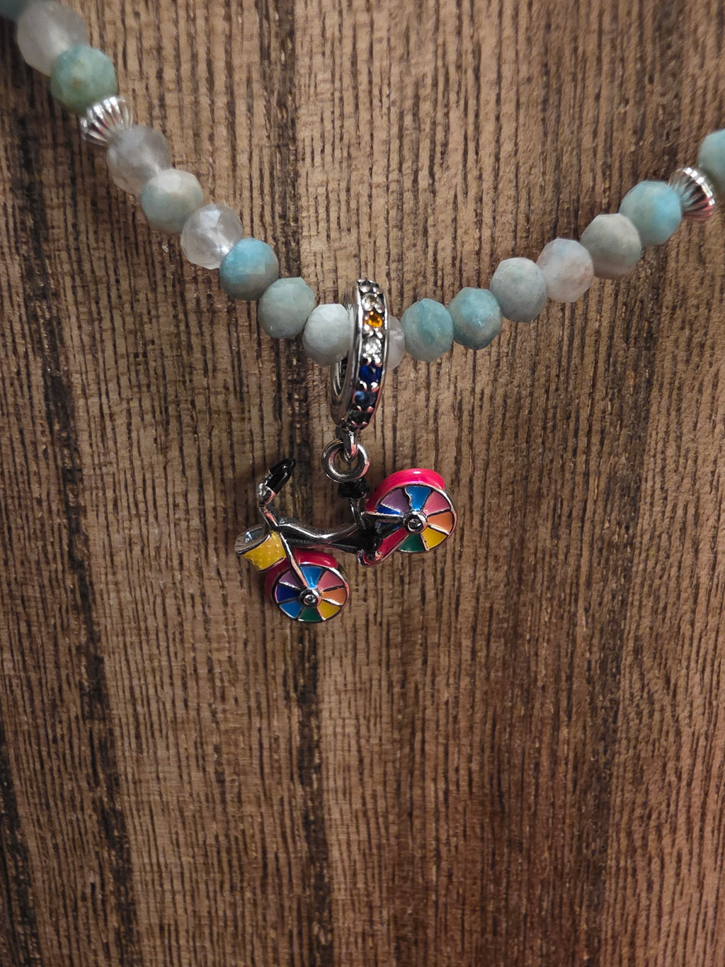 Sterling Silver Apatite Gemstone Beaded Necklace 17"+ 2" Ext