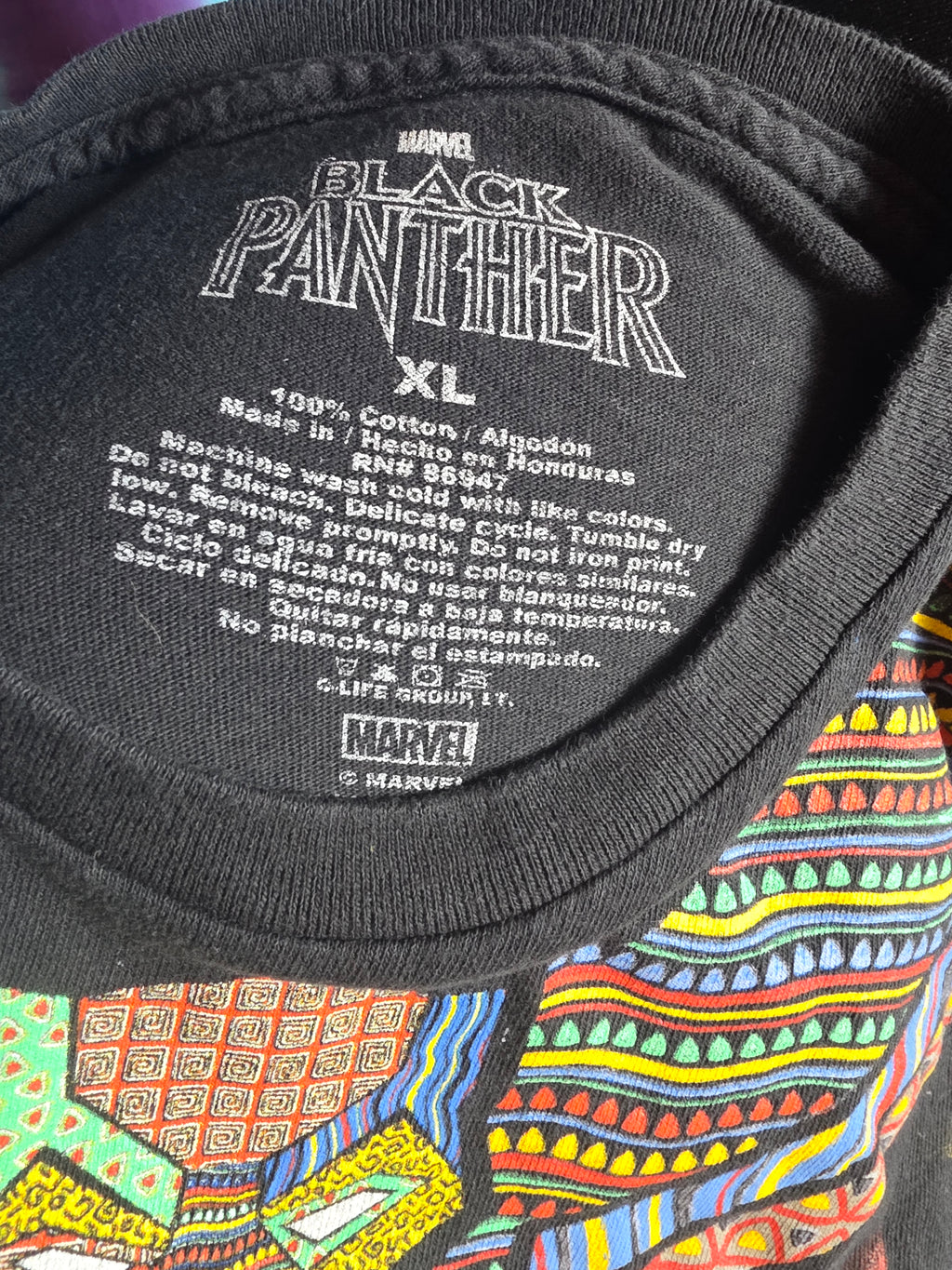 Marvel Black Panther Dashiki Style Tee XL Tribal Collar Rare