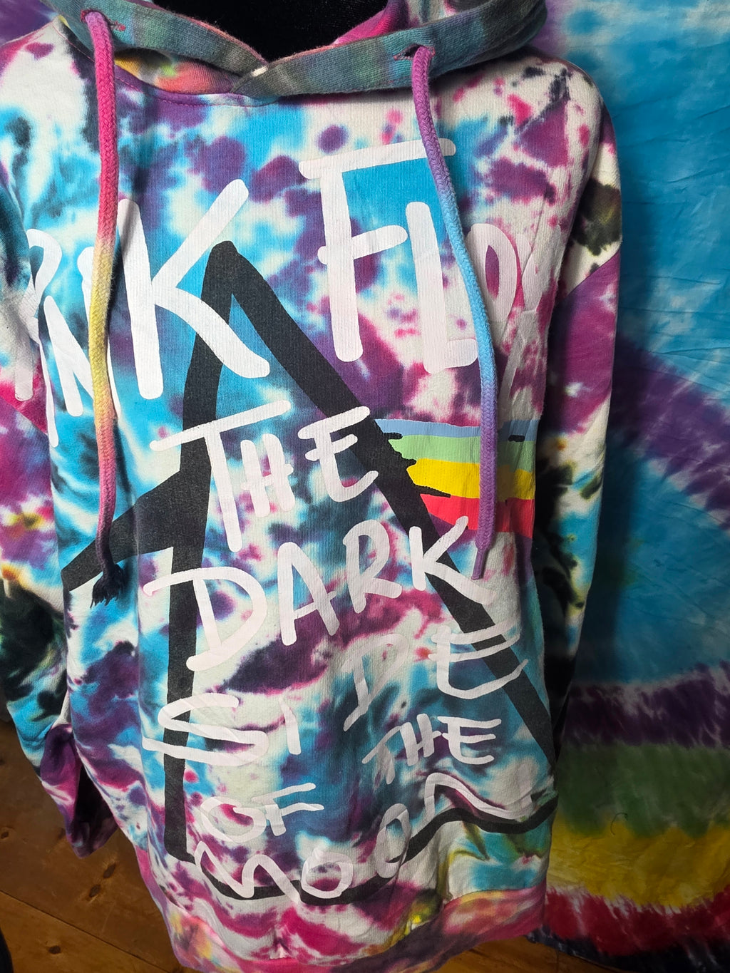Pink Floyd Dark Side of the Moon Tie Dye Hoodie Large 2019