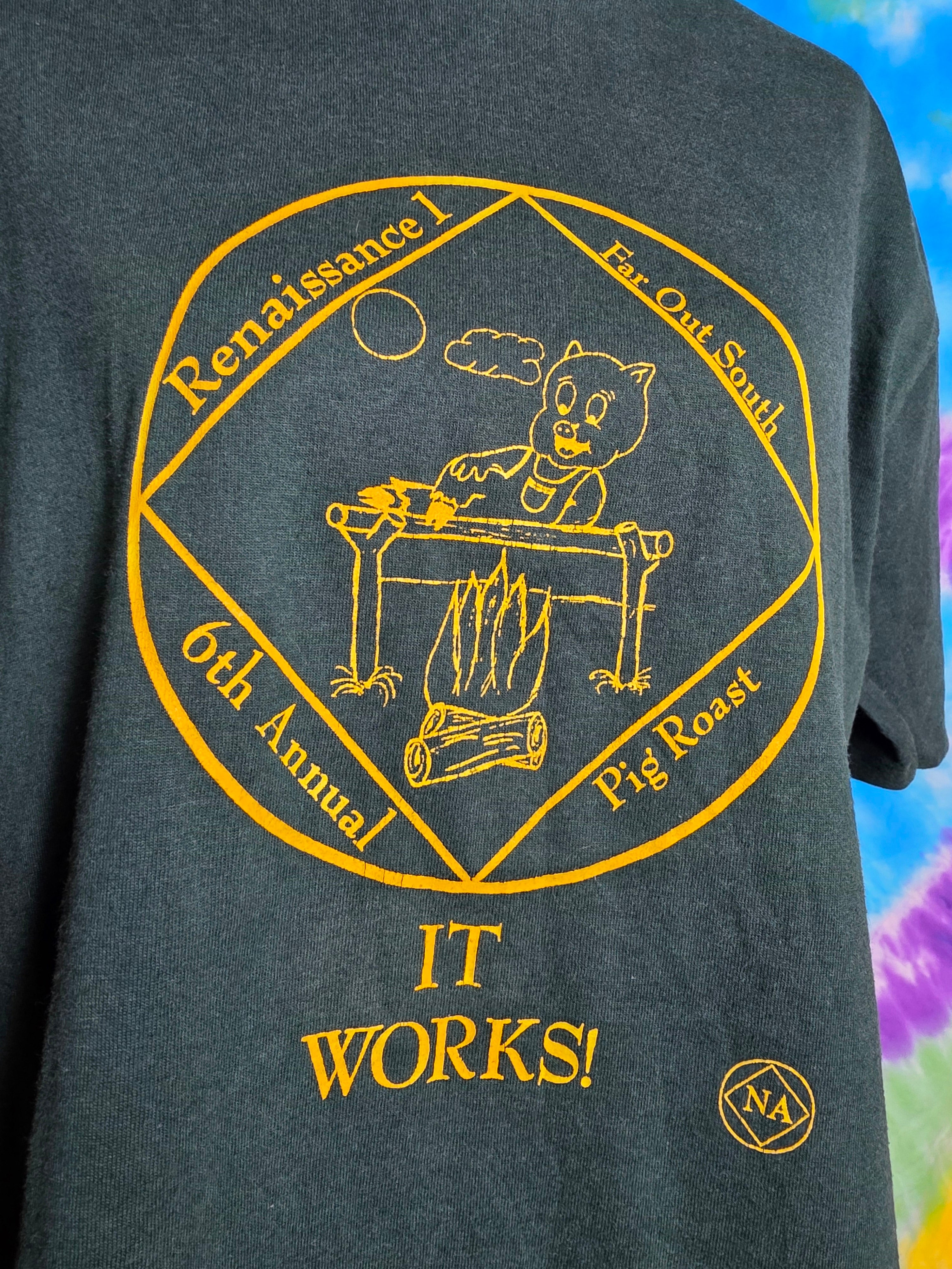 Vintage 90s Narcotics Anonymous Pig Roast Single Stitch Tee