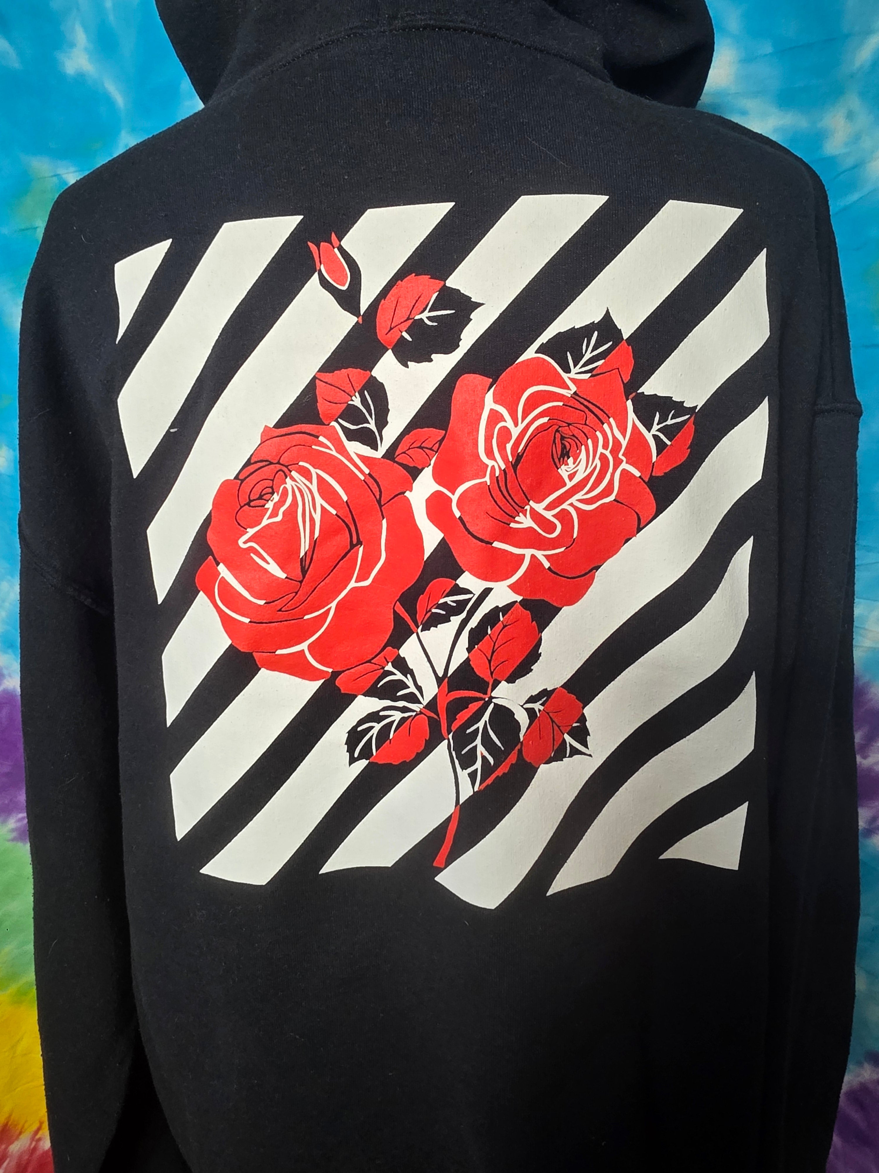 Bowery Supply Co Rose Pullover Hoodie Black Size L