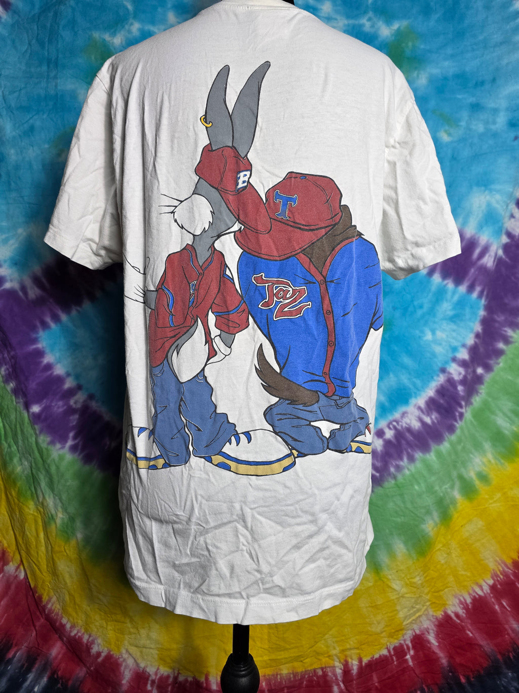 Y2K Vintage Looney Tunes Bugs & Taz Hip Hop Double Sided Tee L
