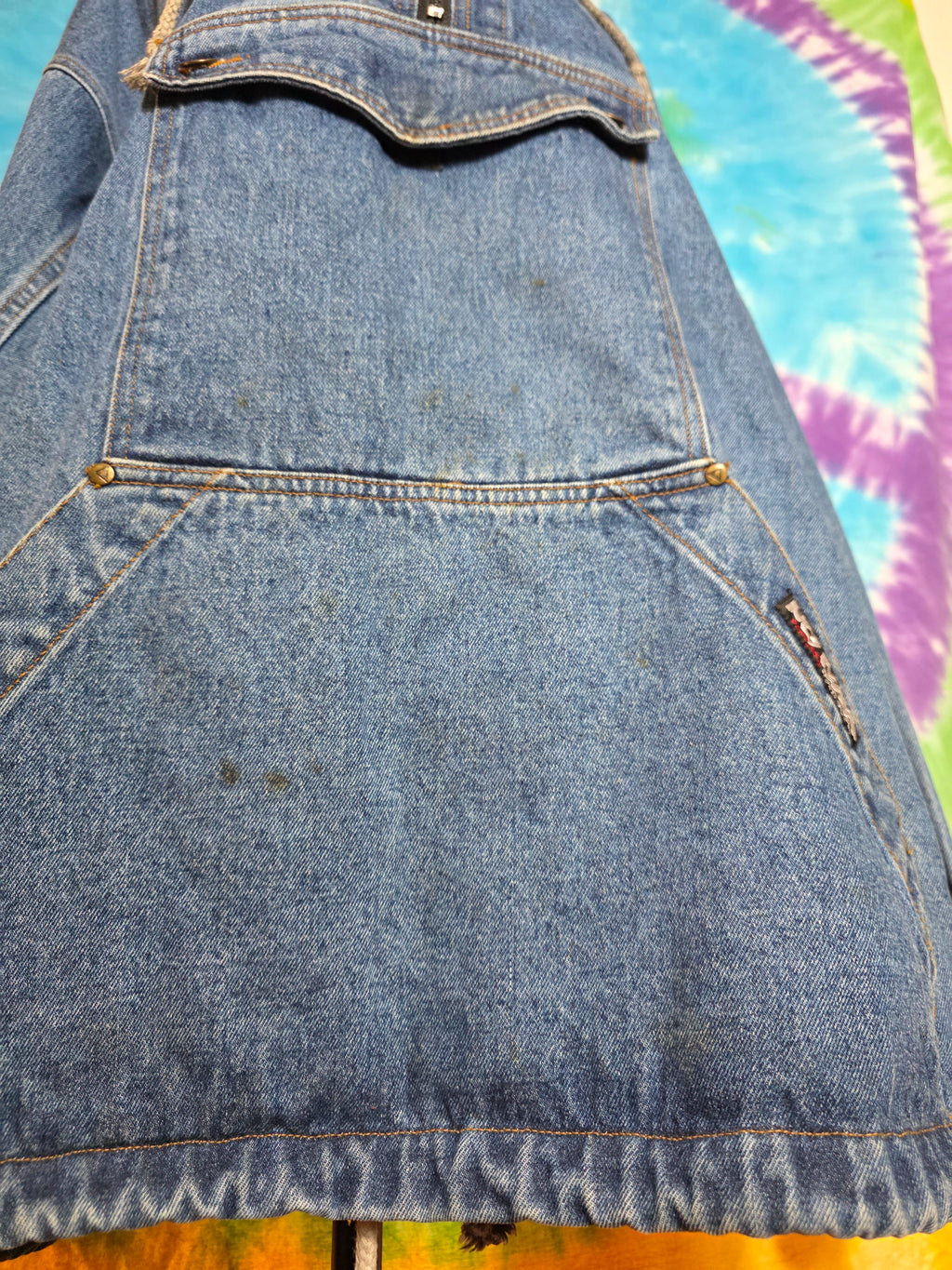 Vtg 90s No Fear Denim Anorak Jacket Medium Flannel Lined Hood