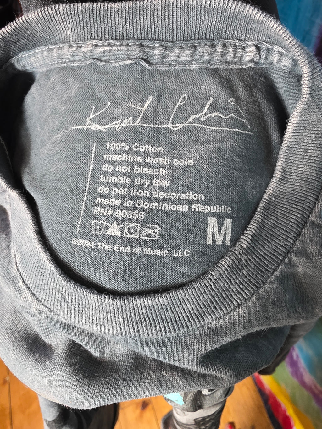 Kurt Cobain Nirvana Gray Mineral Wash Leopard Tee Size M