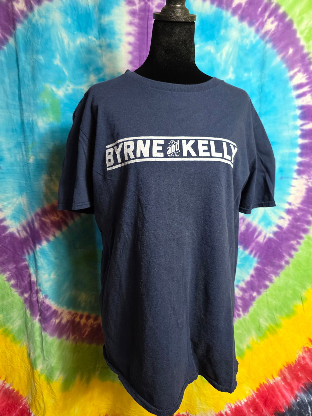 Byrne and Kelly Irish Folk Music Duo Tour T-Shirt Navy Blue Size L