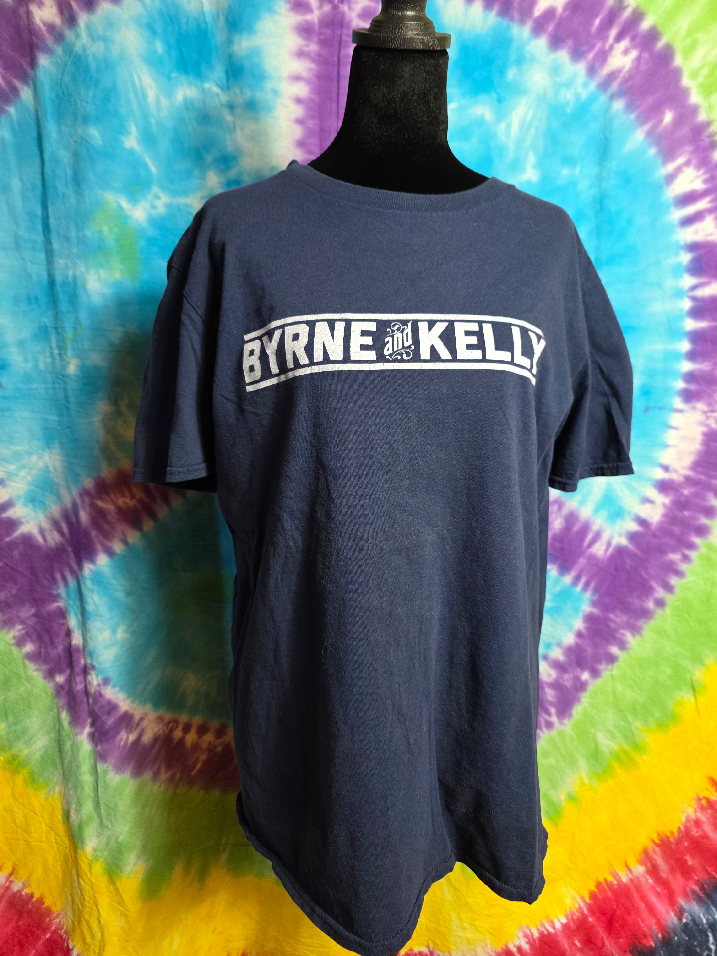 Byrne and Kelly Irish Folk Music Duo Tour T-Shirt Navy Blue Size L