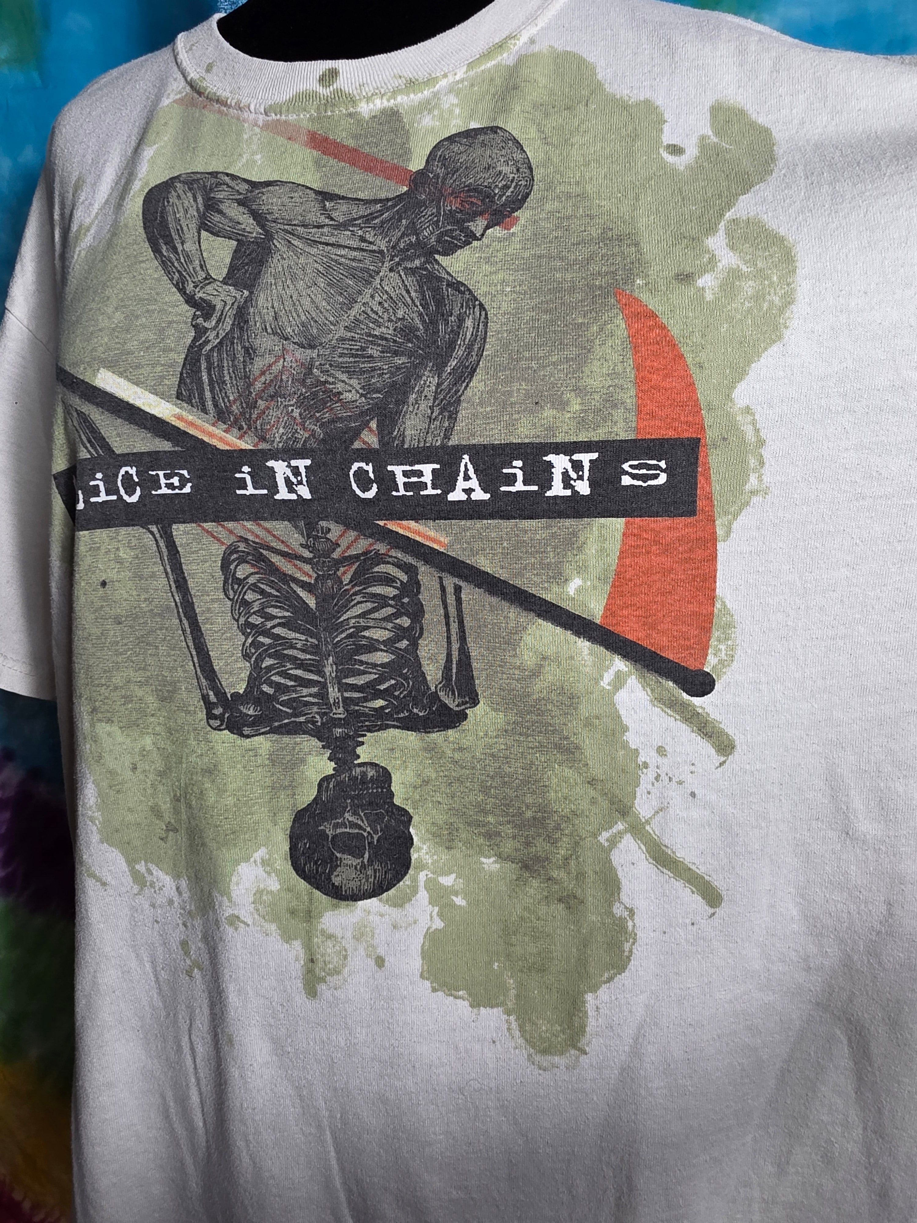 Vintage 90s Alice In Chains Skeleton T Shirt Jerzees XL