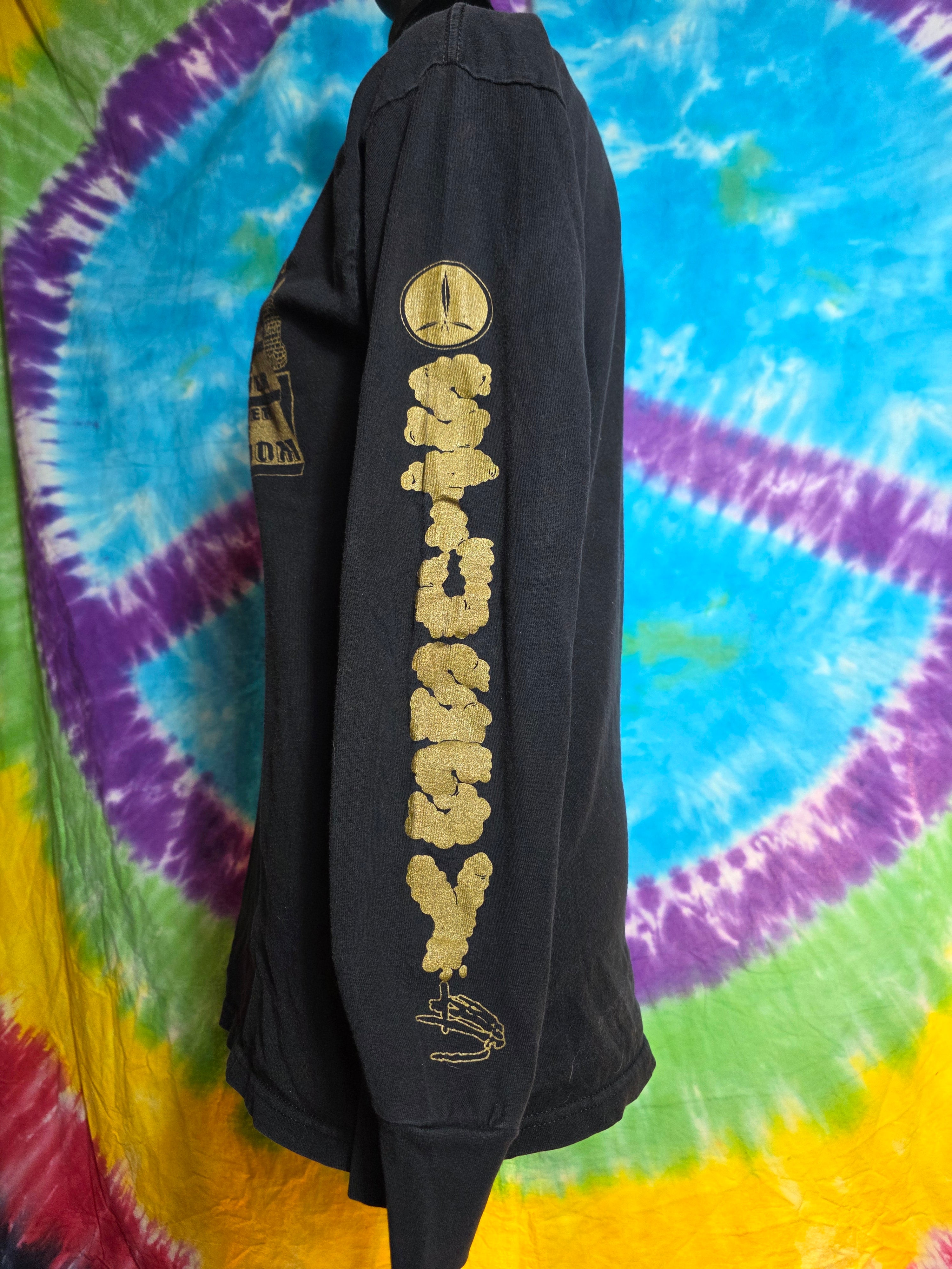 Stussy Long Sleeve Shirt Mens Small Black Graphic Freedom Is Power