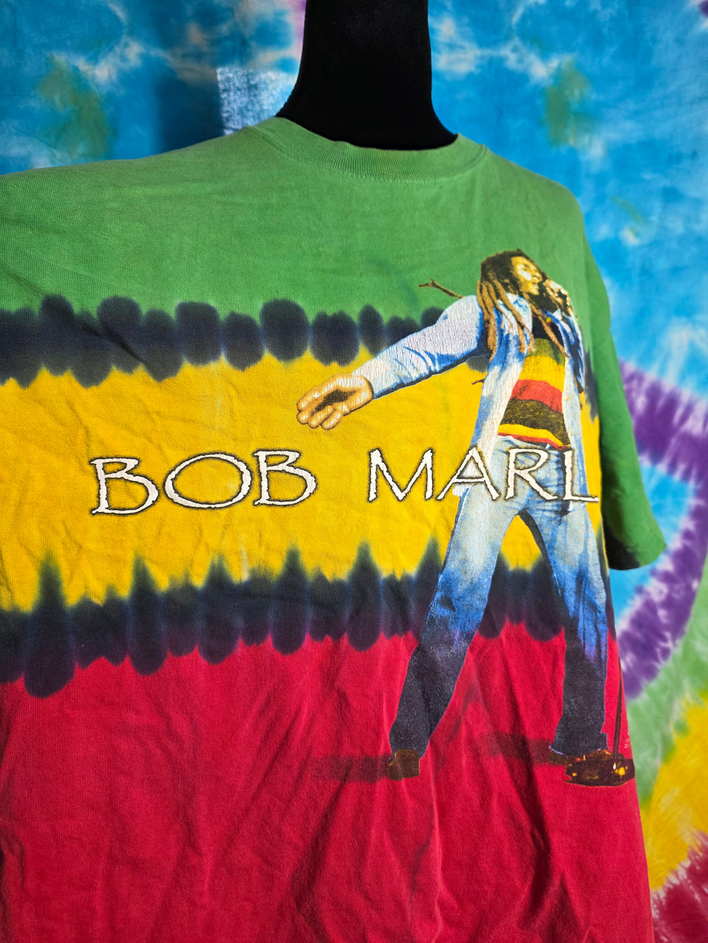 Vintage 2000 Bob Marley Zion Rootswear Rasta Tie Dye XL