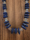Unpolished Lapis Lazuli & Faceted Crystal Beaded Necklace