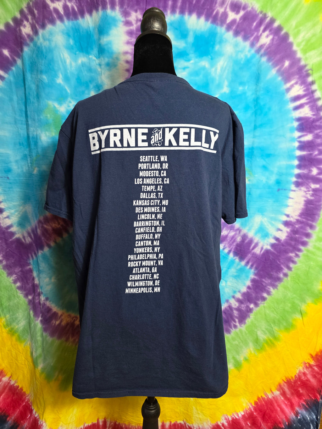 Byrne and Kelly Irish Folk Music Duo Tour T-Shirt Navy Blue Size L