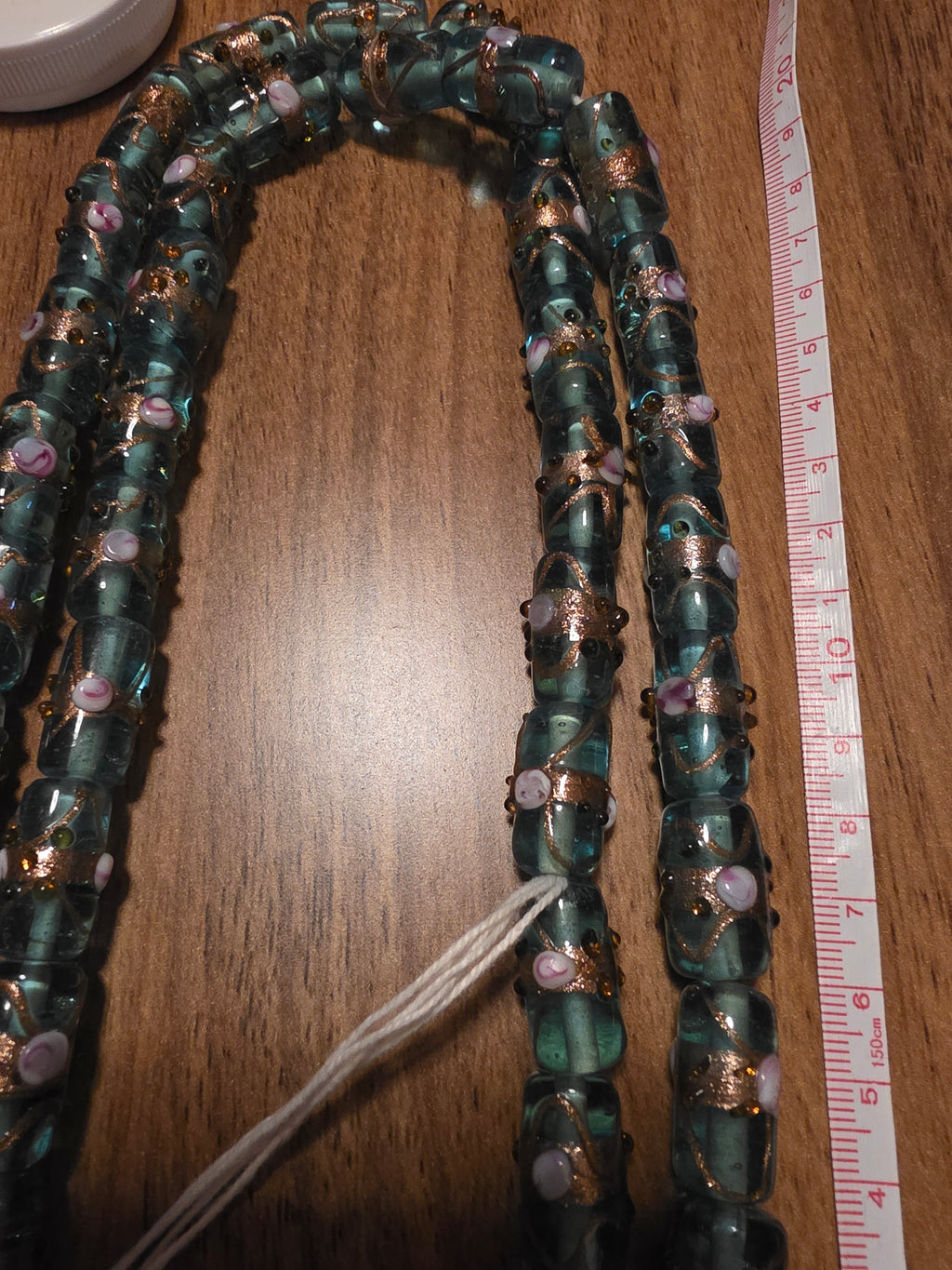 Vintage Venetian Murano Glass Fiorato Wedding Cake Bead Strand
