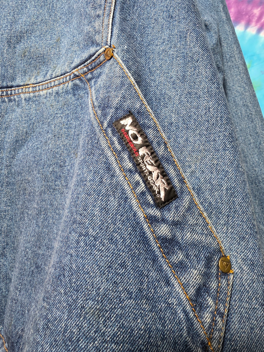 Vtg 90s No Fear Denim Anorak Jacket Medium Flannel Lined Hood