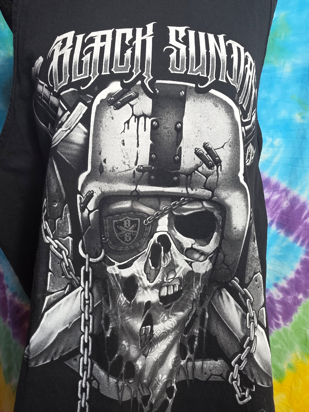 Black Sunday Raider Nation Skull Helmet Tank Top Mens 2XL Black