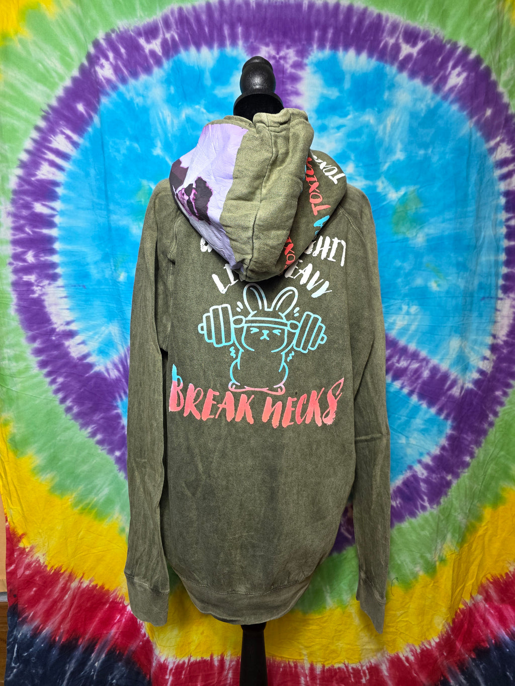 Bad Bunny Gym Girl Shit Lift Heavy Break Necks Hoodie Large