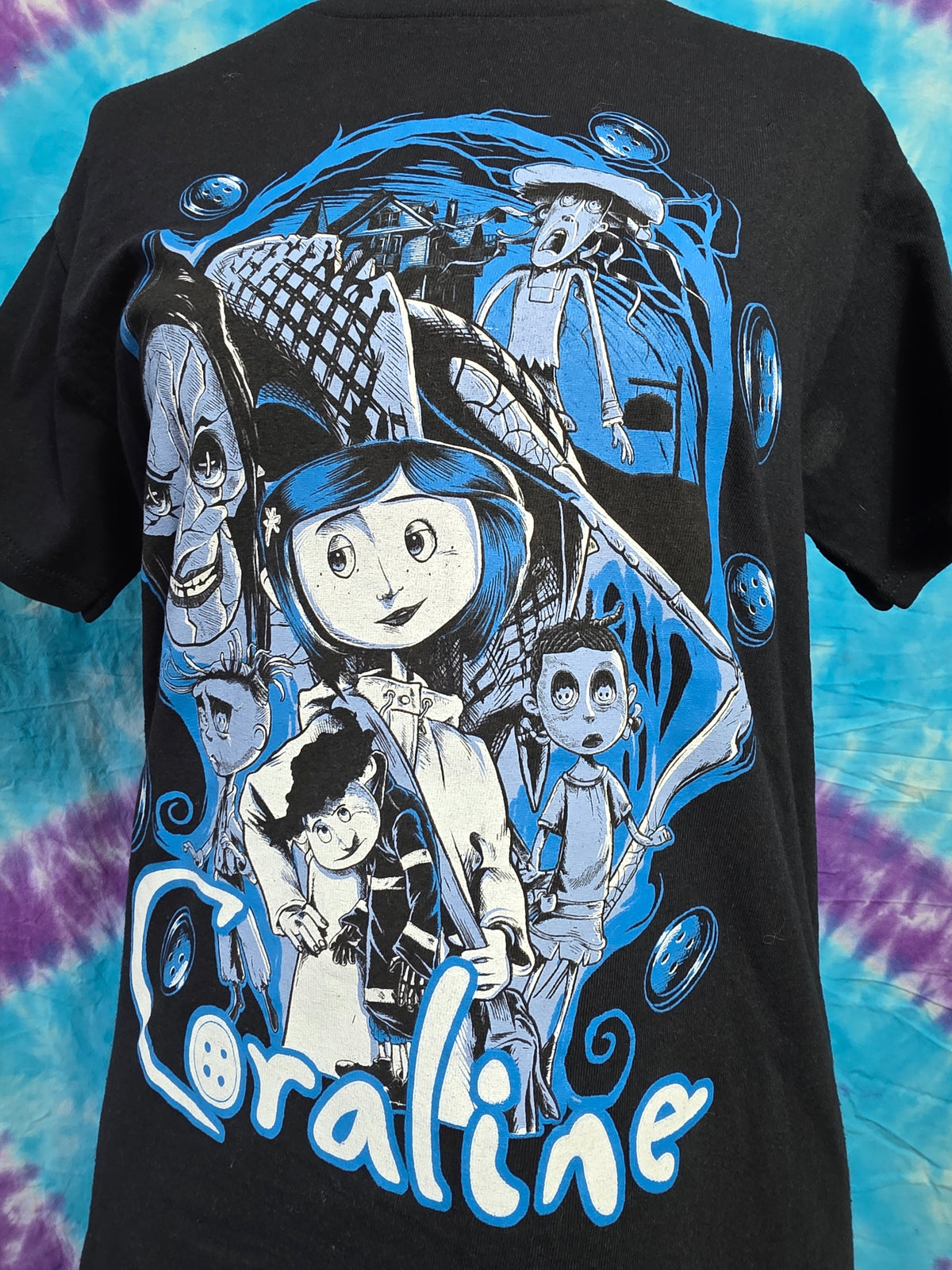 Coraline LAIKA Movie Graphic Tee Black Shirt Small