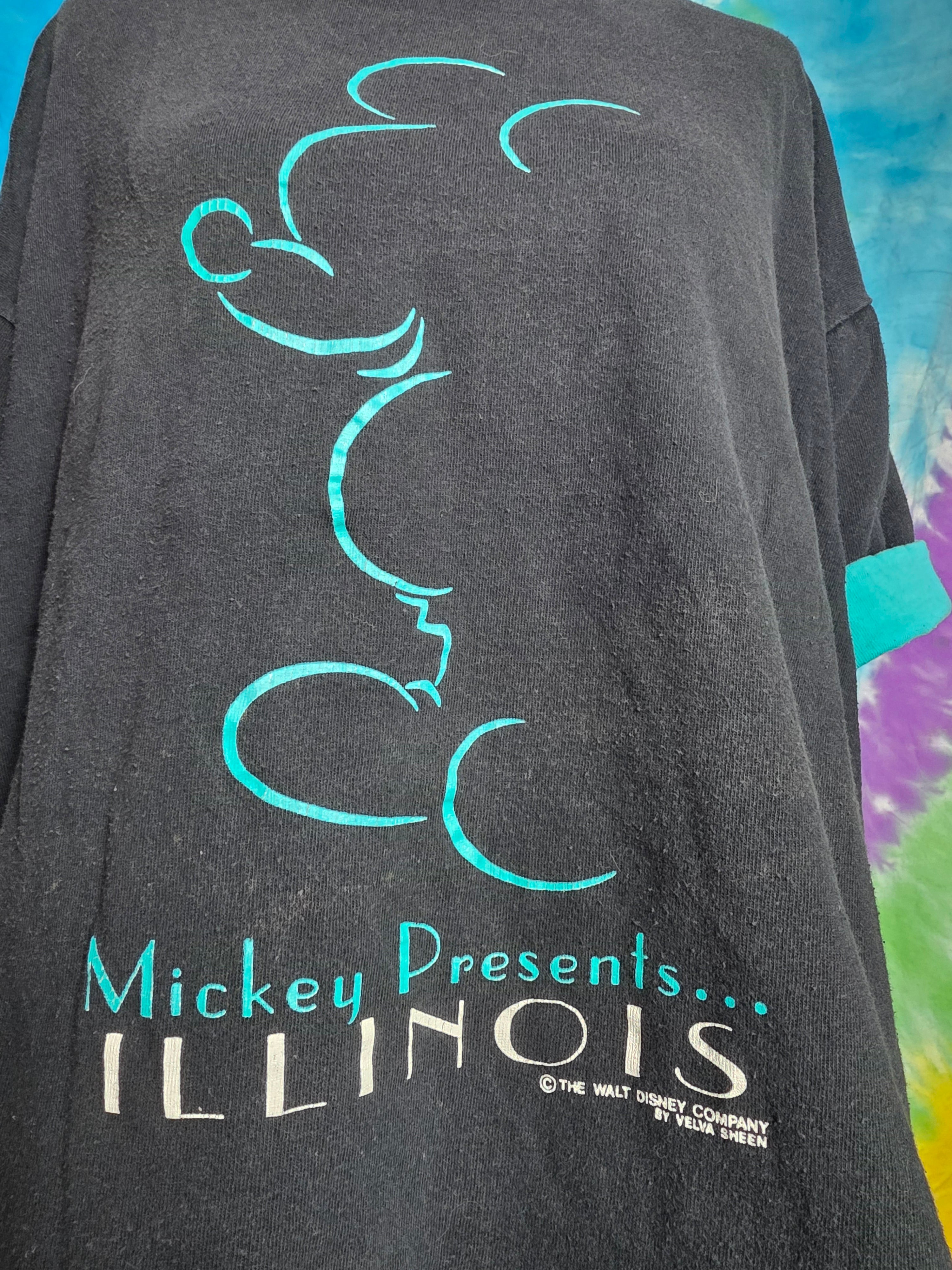 Vtg 90s Velva Sheen Mickey Presents Illinois T Shirt XL