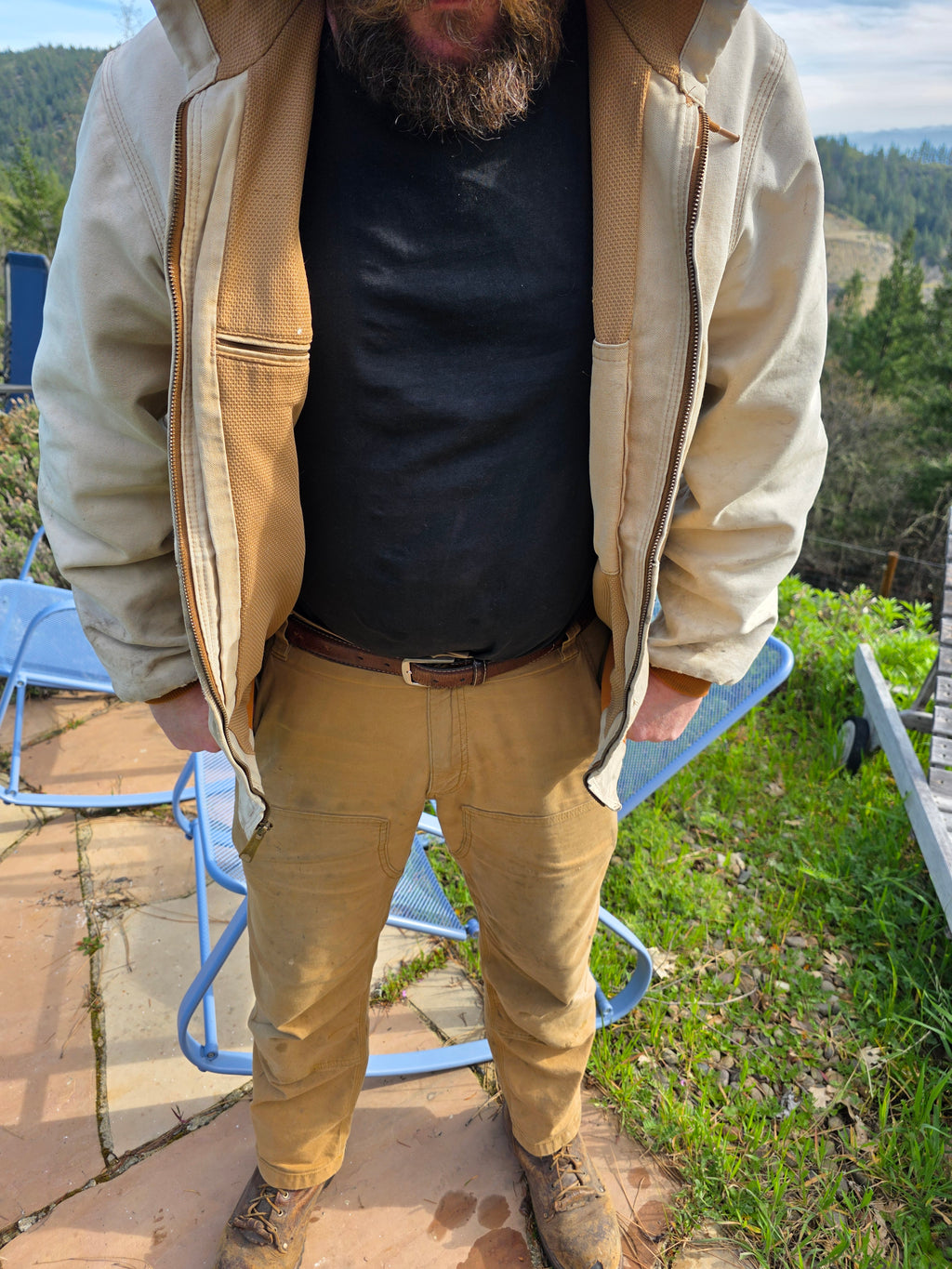 Vintage Carhartt Jacket Cream Off-White Thermal Lined Distressed