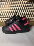adidas Superstar II C Kids Sneakers Black Hot Pink Size 13K