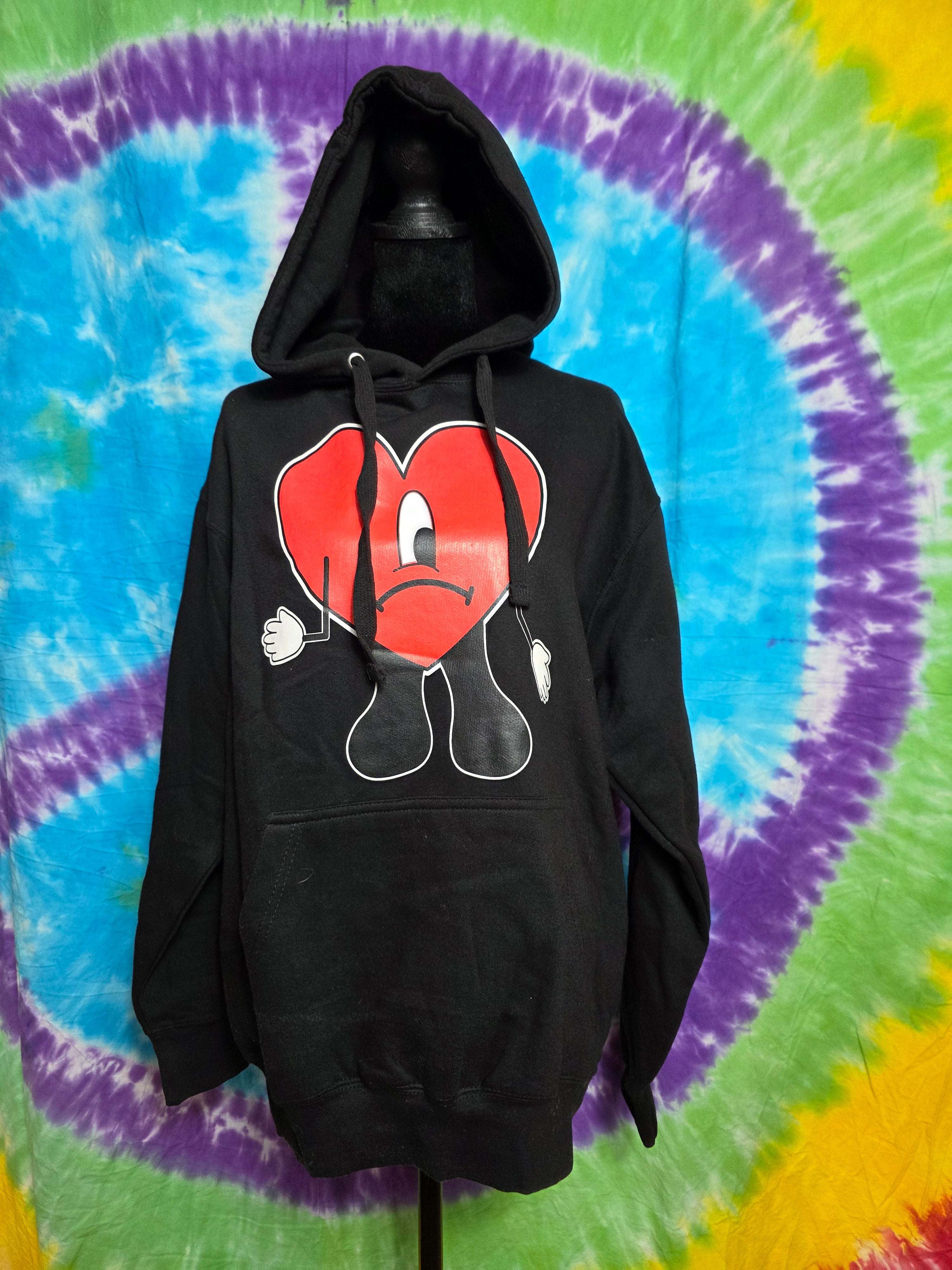 Bad Bunny Un Verano Sin Ti Sad Heart Black Hoodie Size S