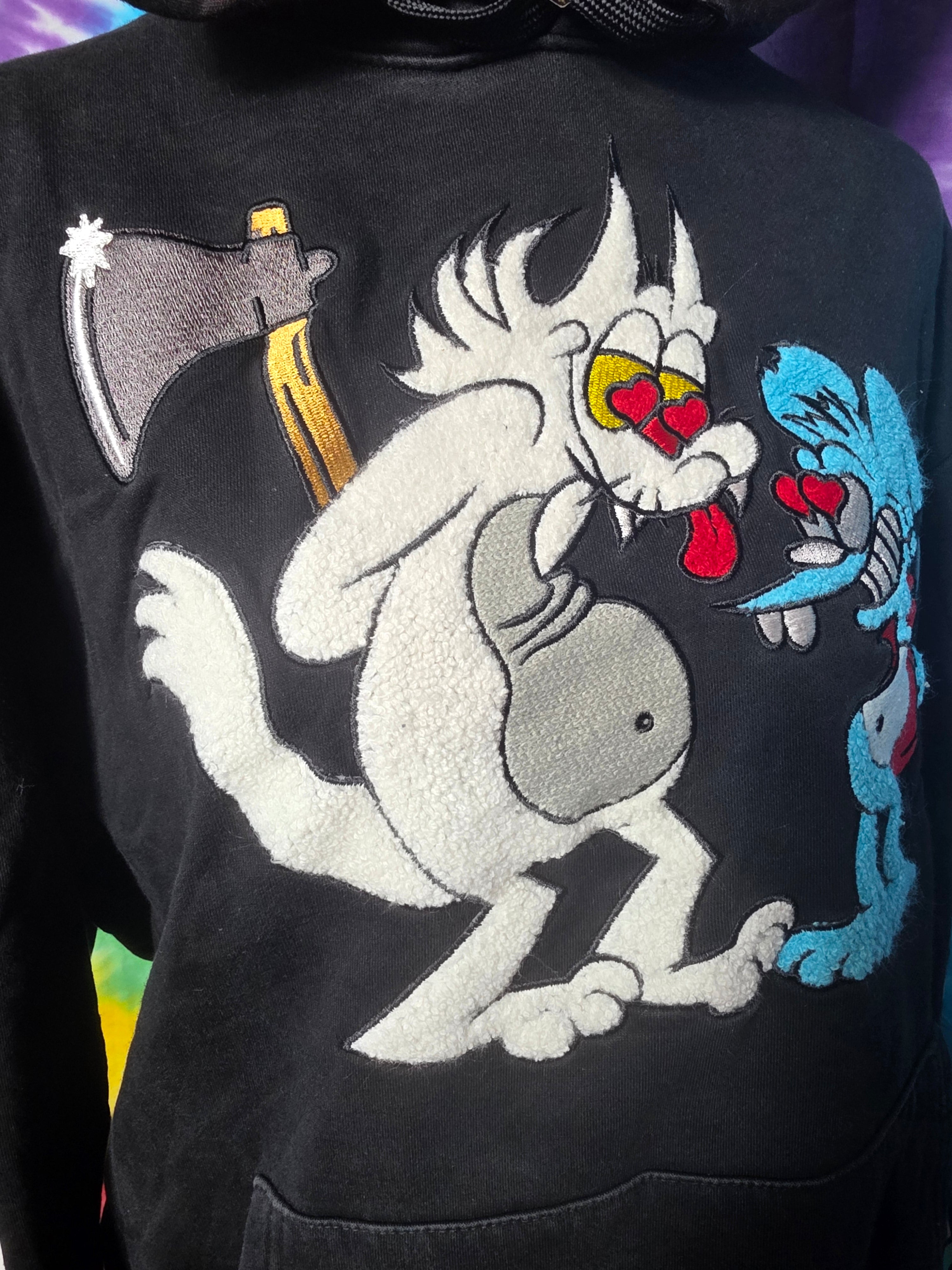 Makobi Itchy and Scratchy Issues Black Hoodie Large