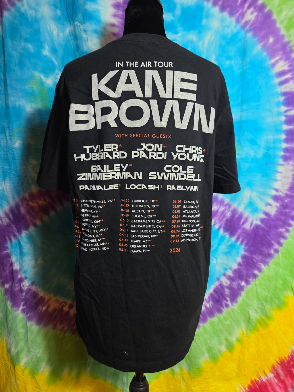 Kane Brown 2024 In The Air Tour Concert T-Shirt Medium