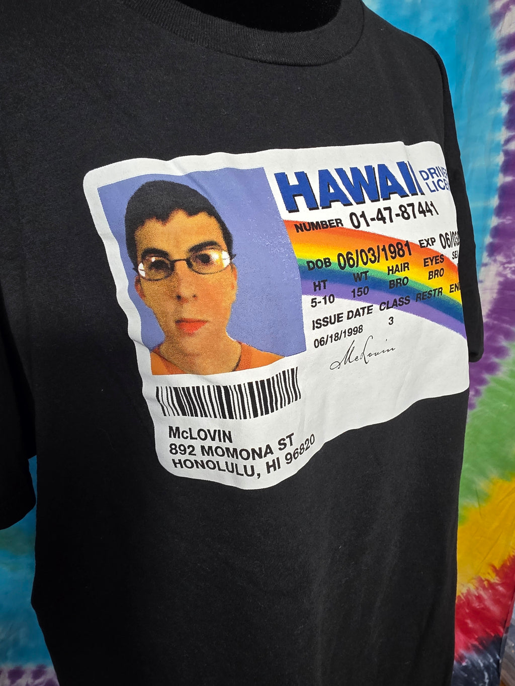 Superbad McLovin Hawaii Driver License T Shirt Black XL