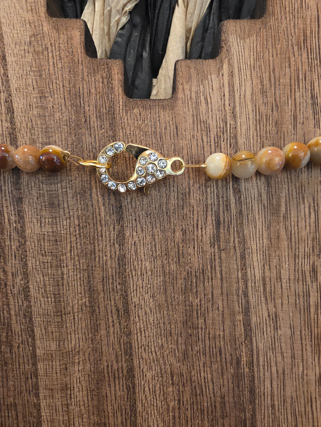 22" Banded Agate & Jasper Necklace Butterfly Pendant Sparkle