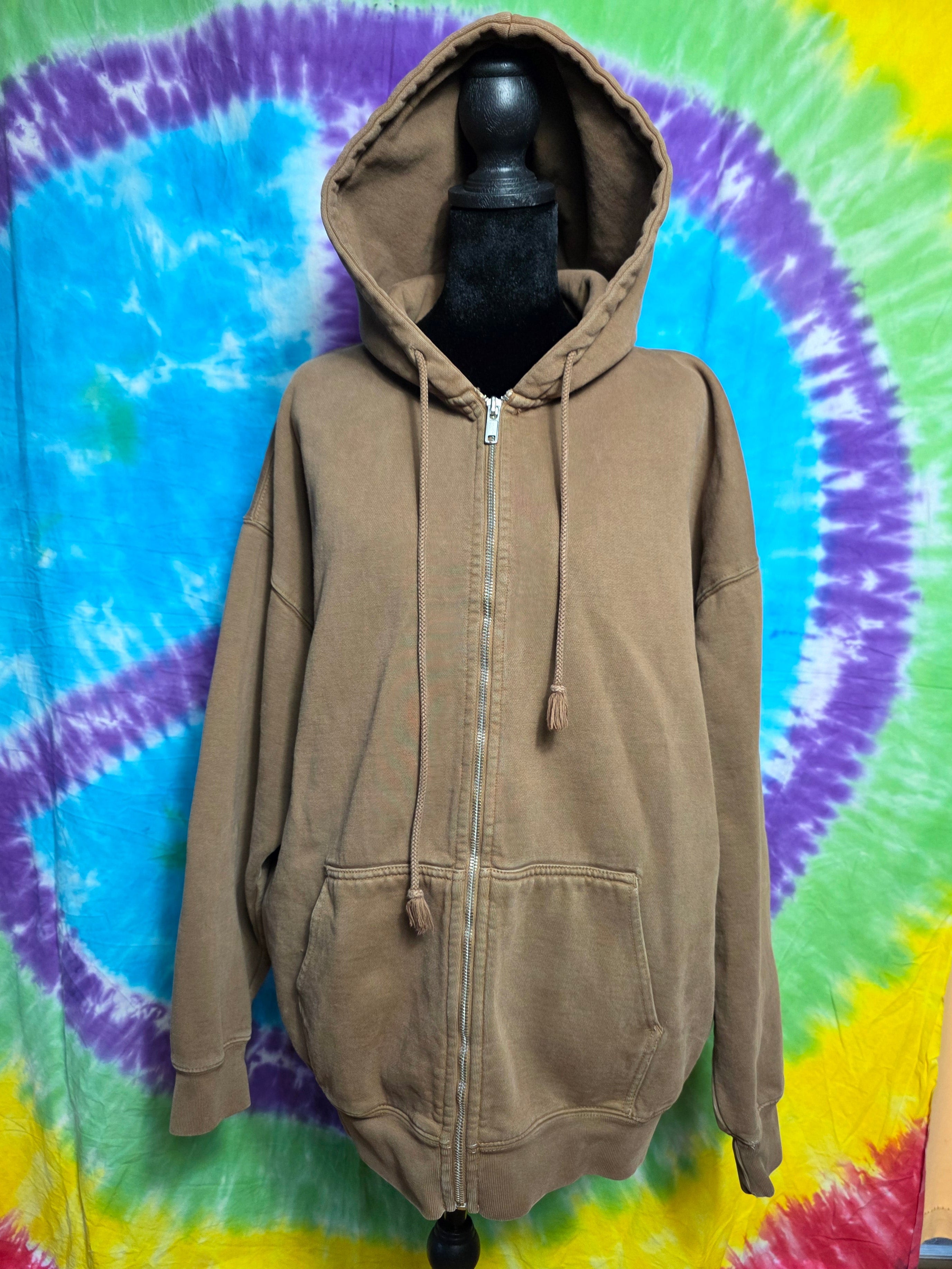 Brandy Melville Brown Zip Up Oversized Hoodie One Size