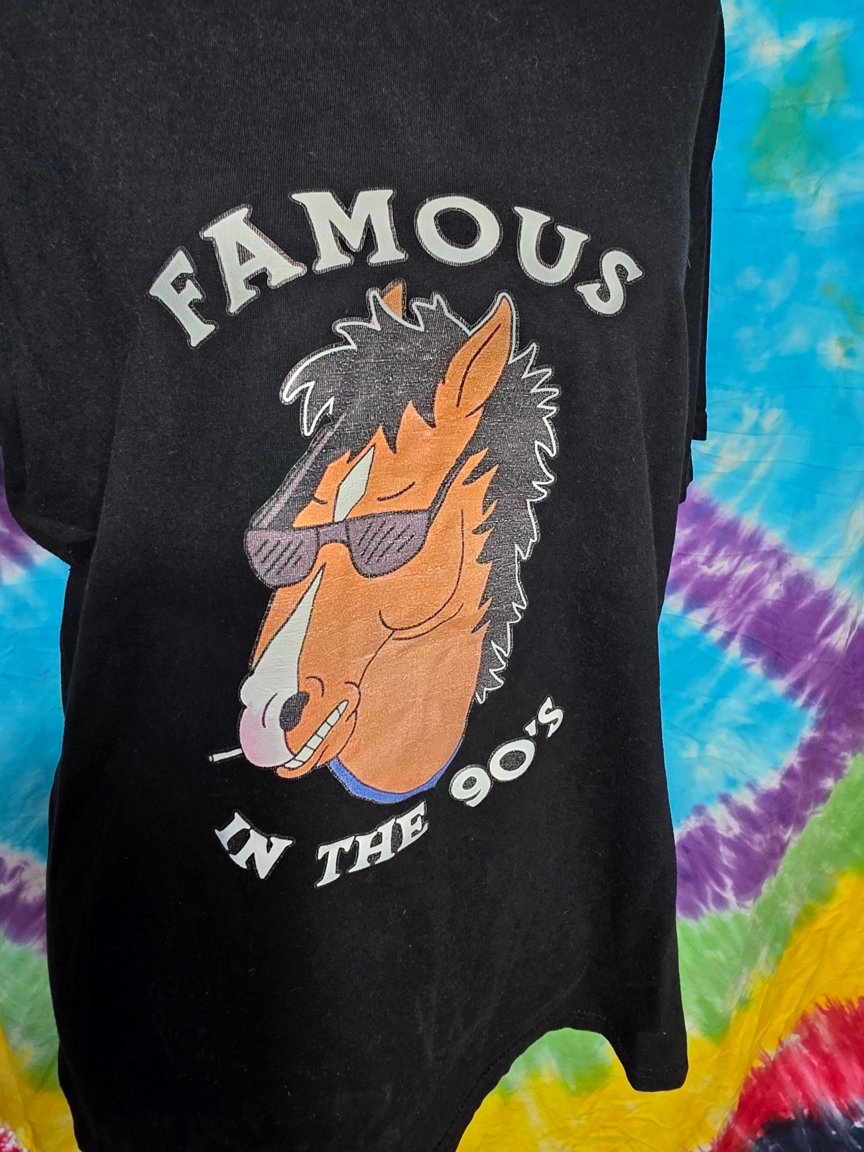 Bojack Horseman Famous in the 90s Black T-Shirt L