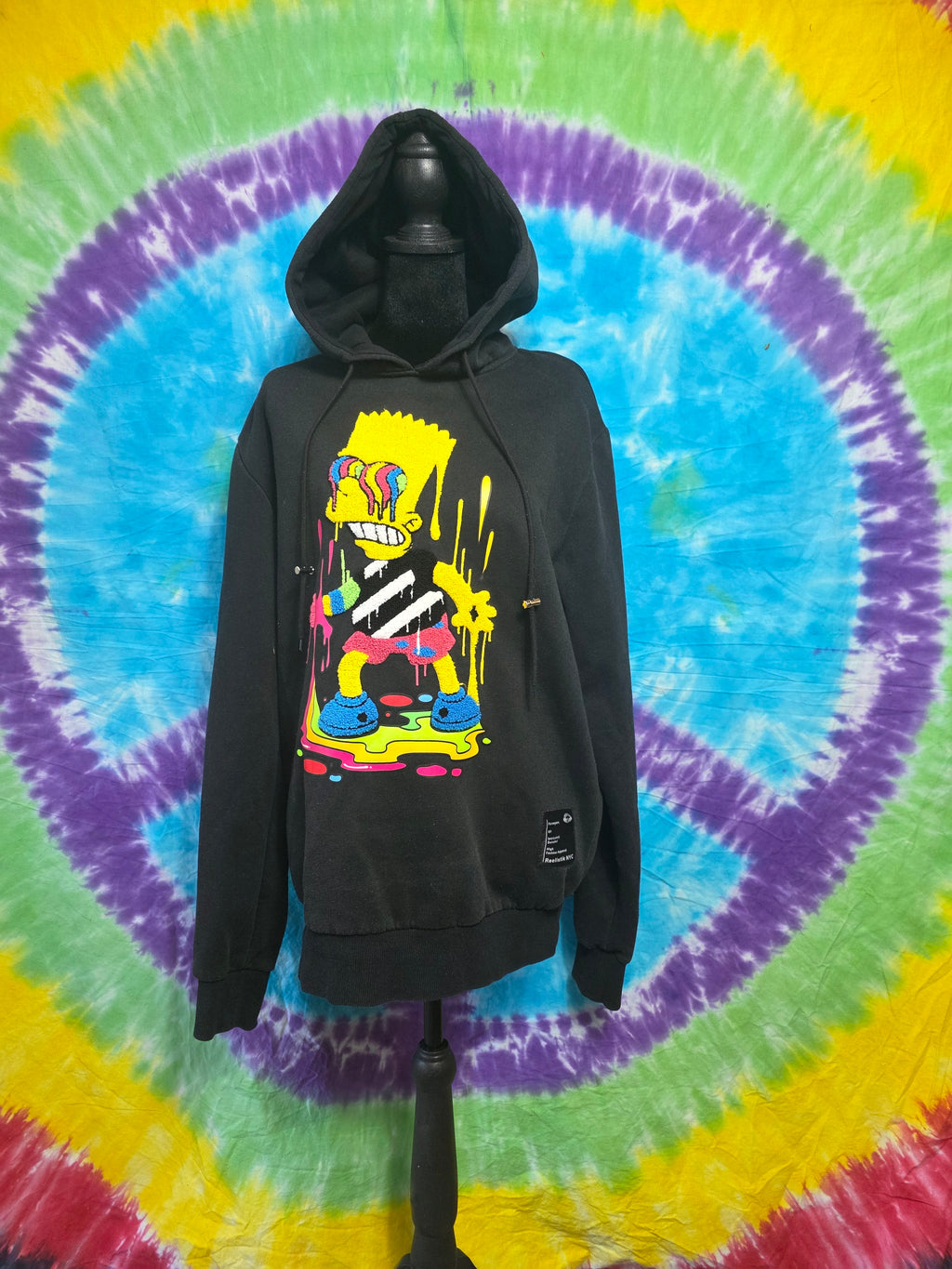 Reelistik NYC Bart Simpson Drip Hoodie Mens Medium Trippy Streetwear