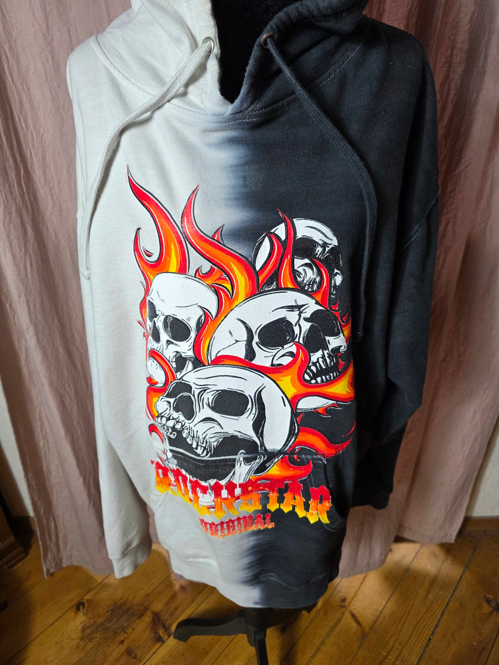 Rockstar Original Men’s 2XL Split Black White Skull Tour Hoodie