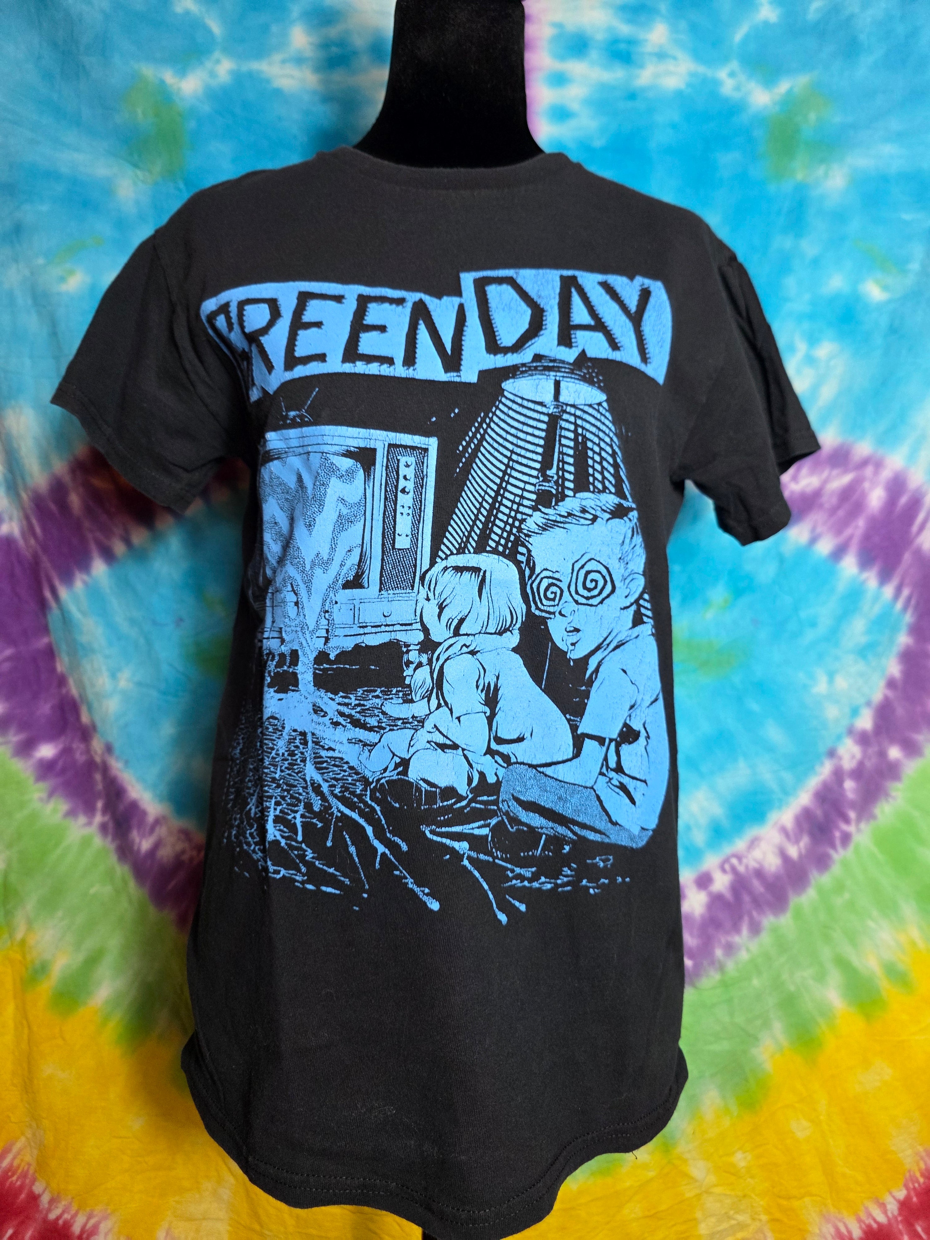 Green Day Brain Rot Hypnotic TV Graphic Tee Black