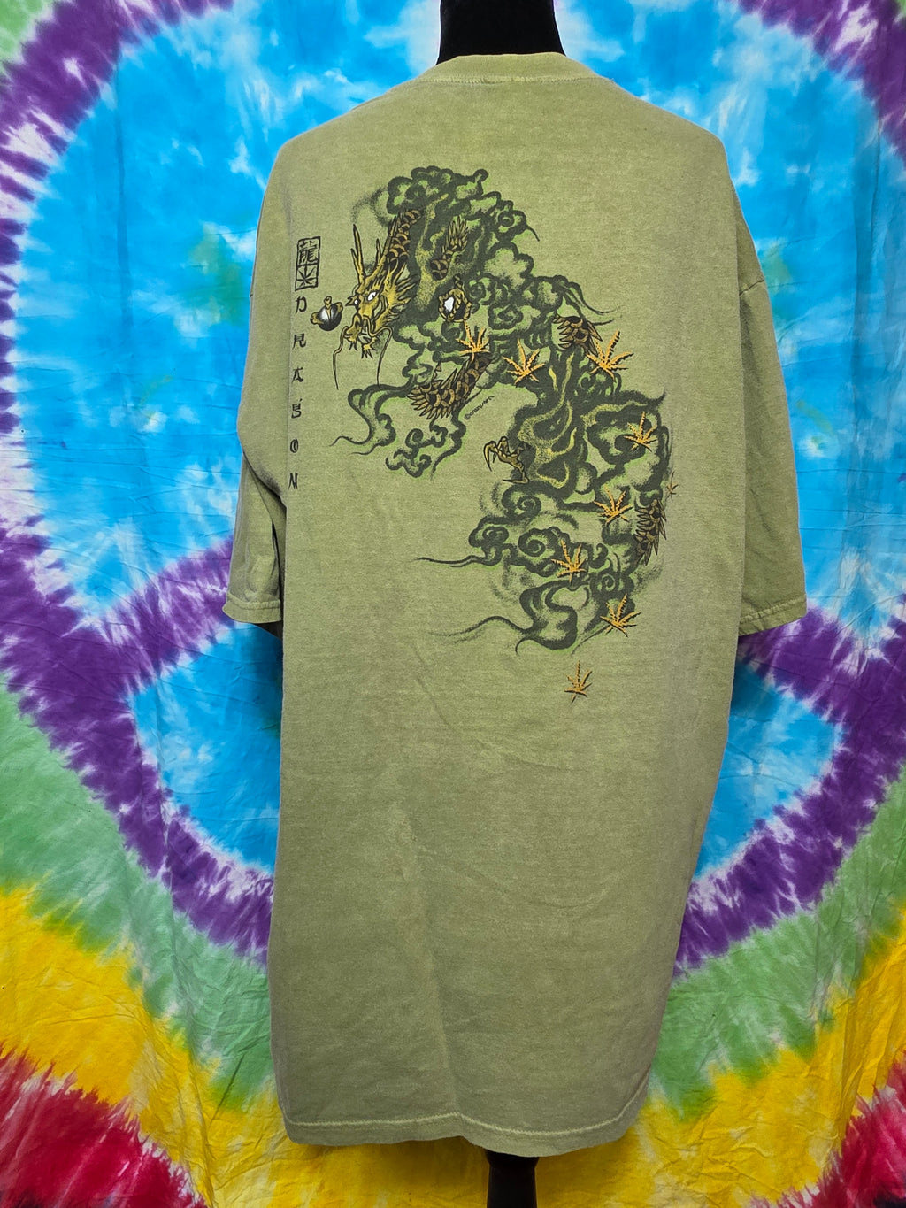 VTG Crazy Shirts Hawaii Dragon Spellout Tee Olive XL