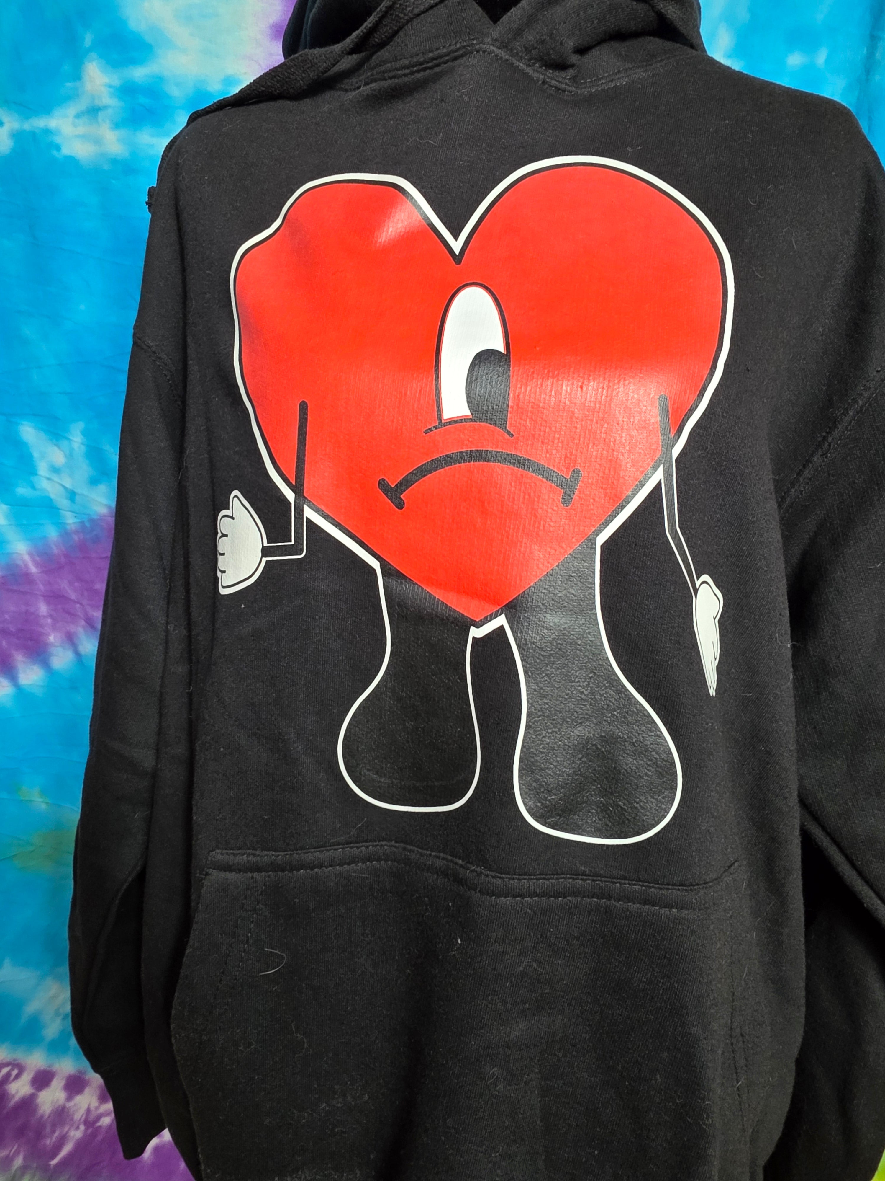 Bad Bunny Un Verano Sin Ti Sad Heart Black Hoodie Size S