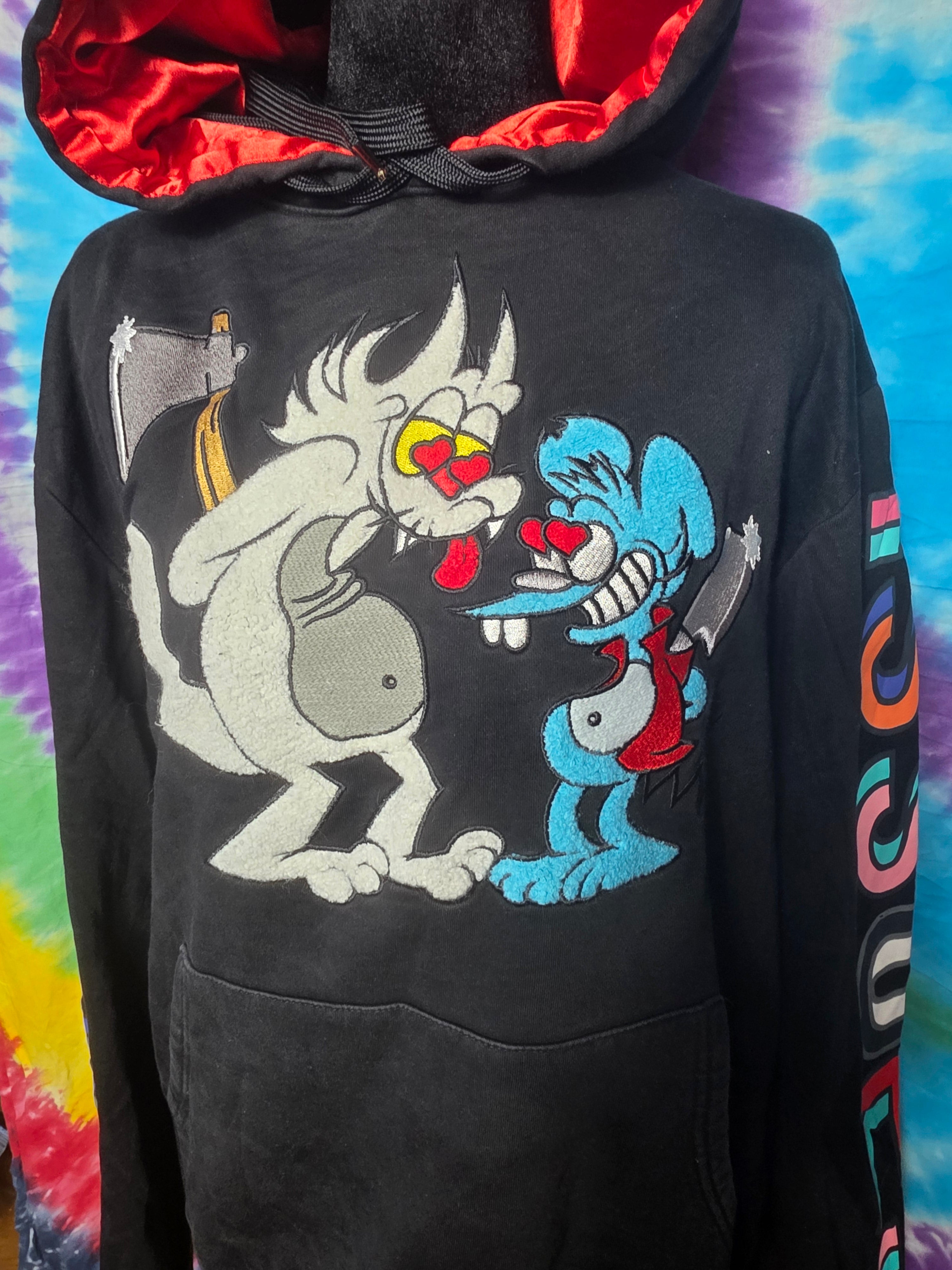 Makobi Itchy and Scratchy Issues Black Hoodie Large