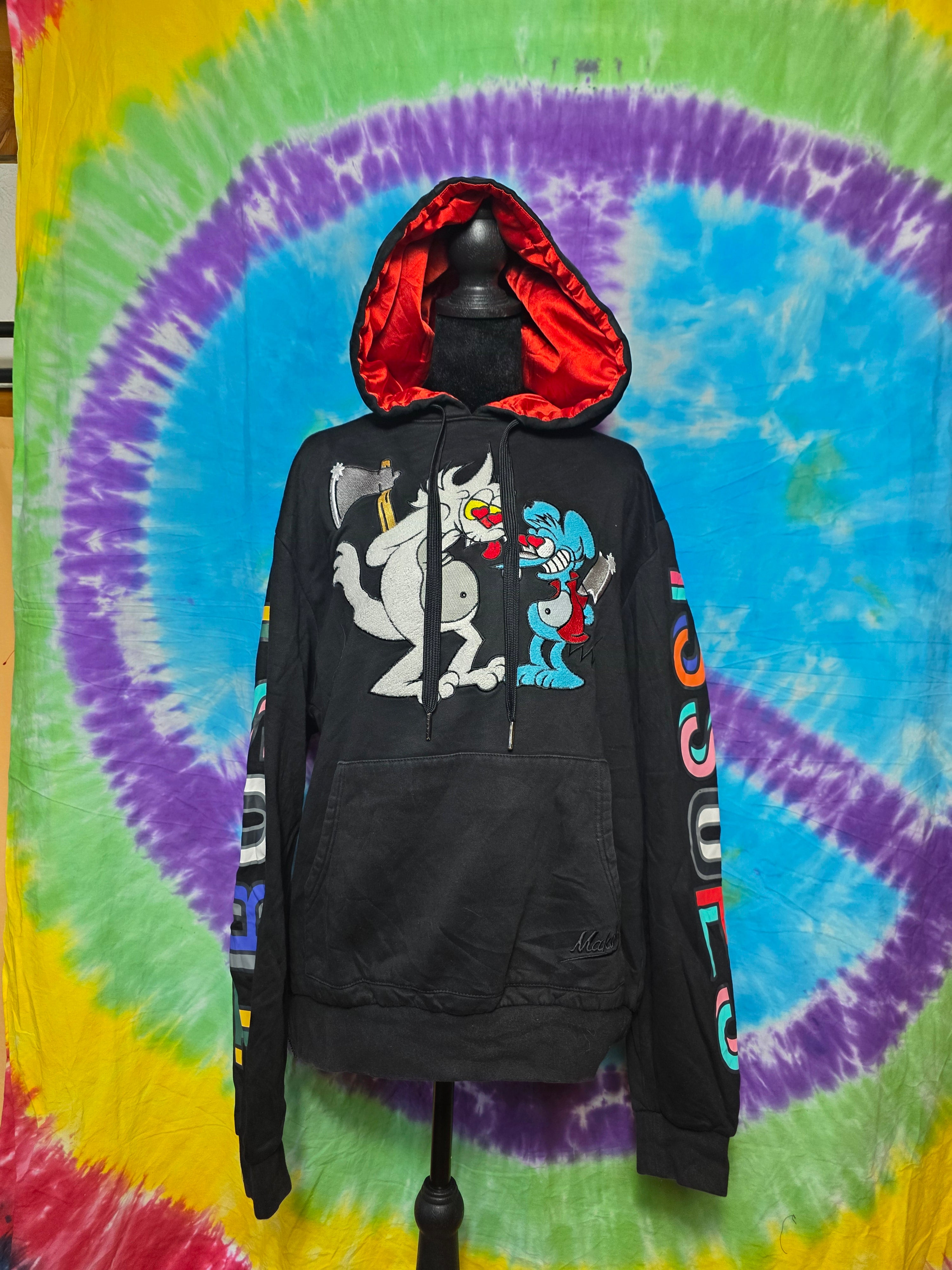 Makobi Itchy and Scratchy Issues Black Hoodie Large