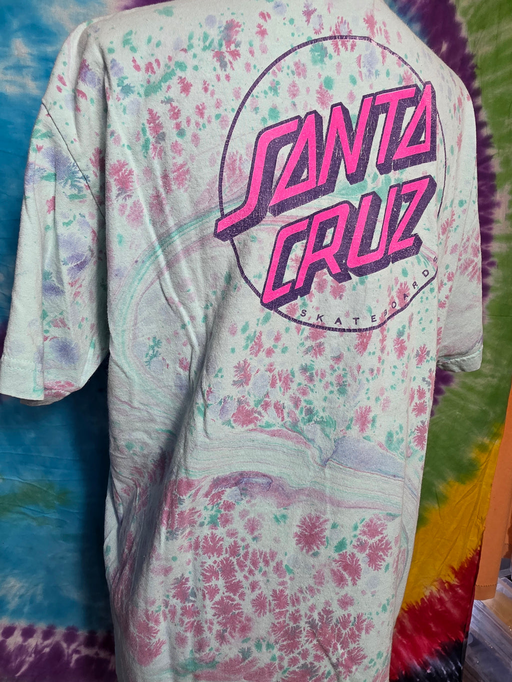 Vintage Santa Cruz Skateboards Ice Dye Dot T-Shirt M