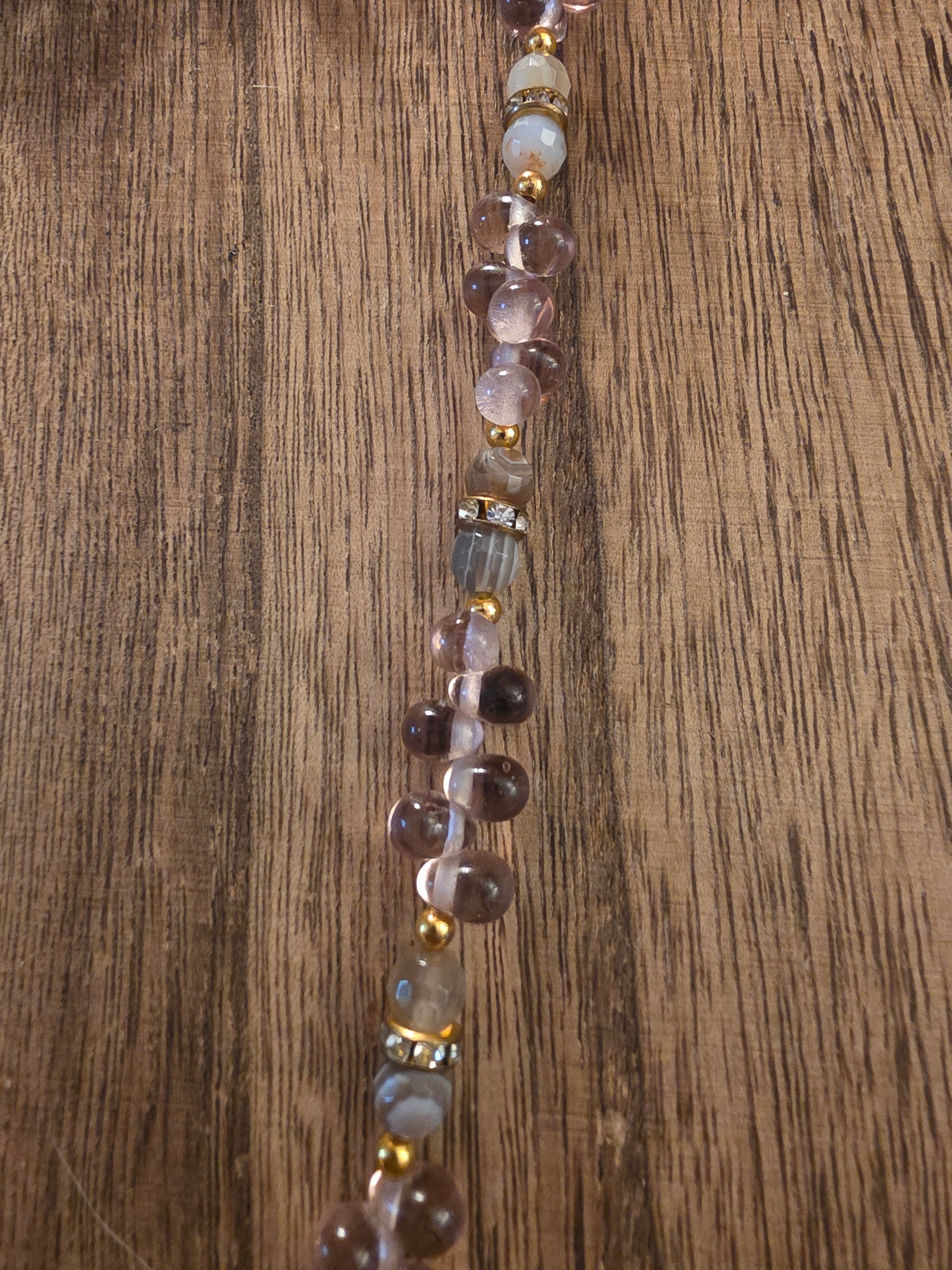 Vintage Botswana Agate & India Glass 21" Necklace - Boho Chic