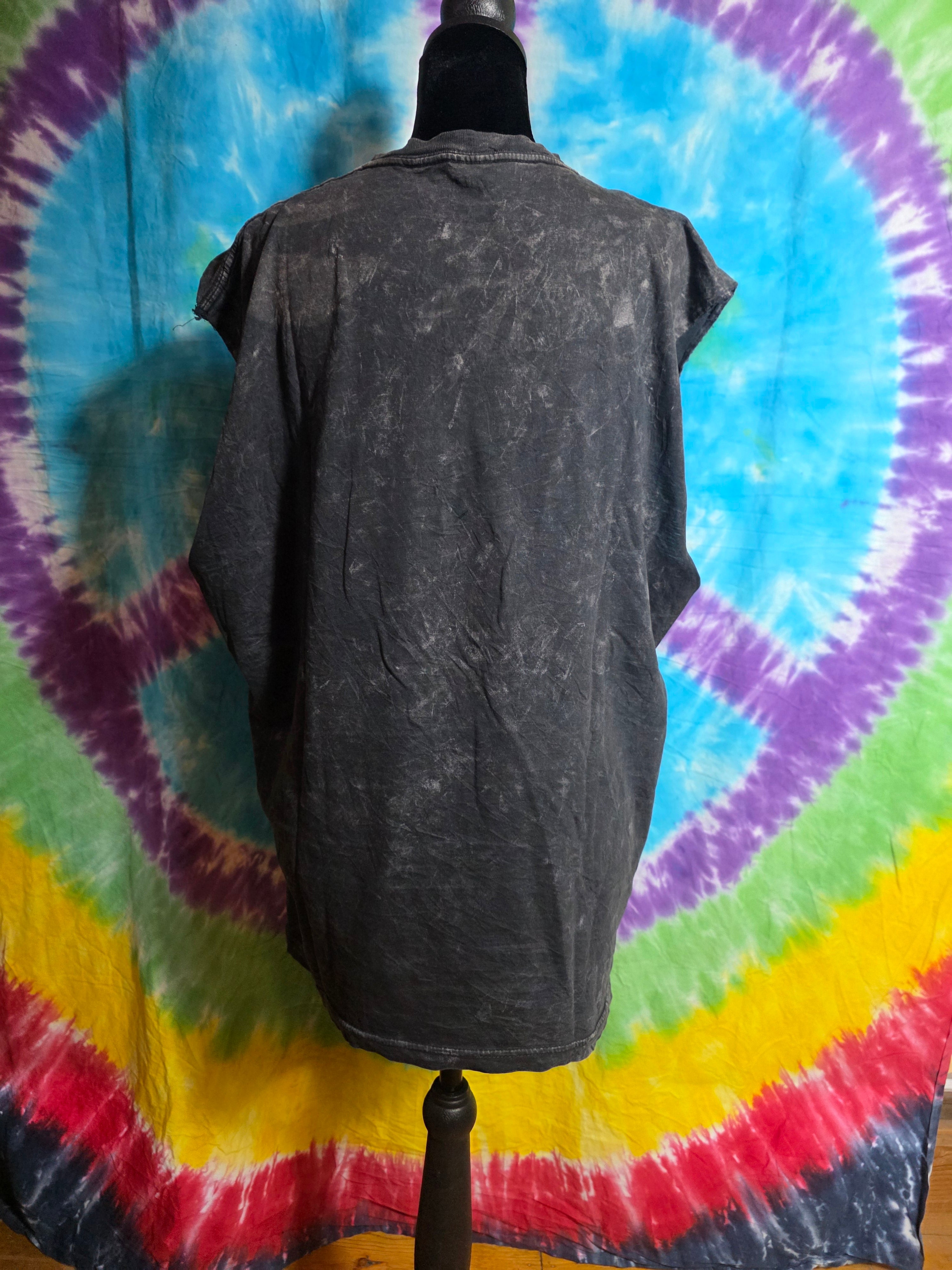 AC/DC Rolling Stone 2008 Cut Off Muscle Tee Acid Wash