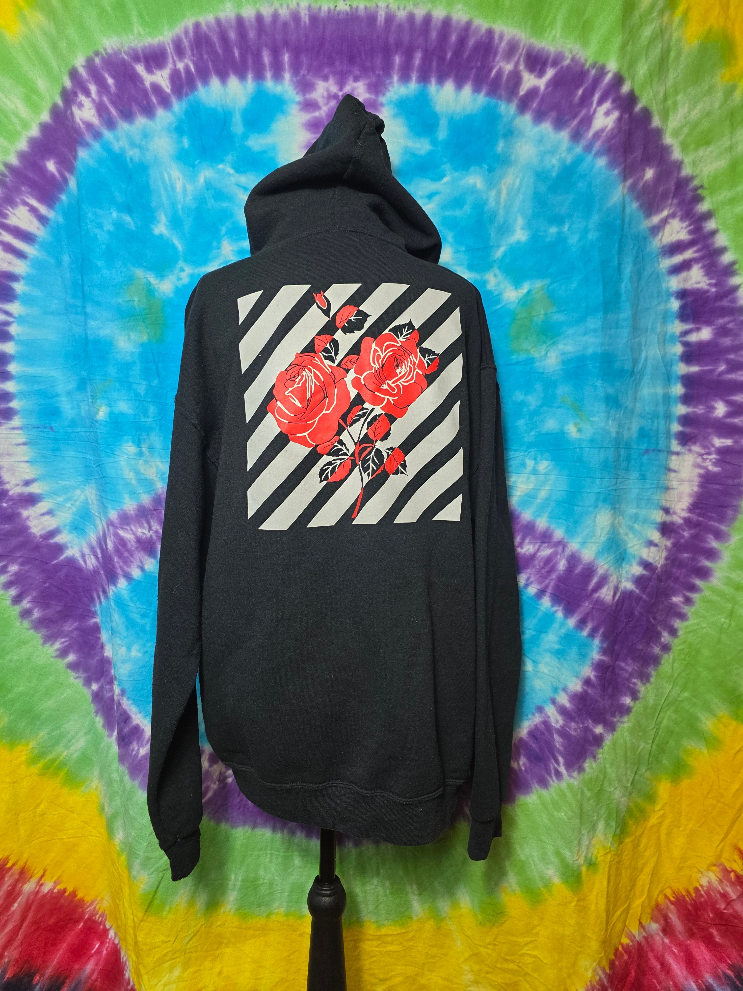 Bowery Supply Co Rose Pullover Hoodie Black Size L