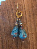 Handcrafted Millefiori Glass Blue Swirl Drop Earrings